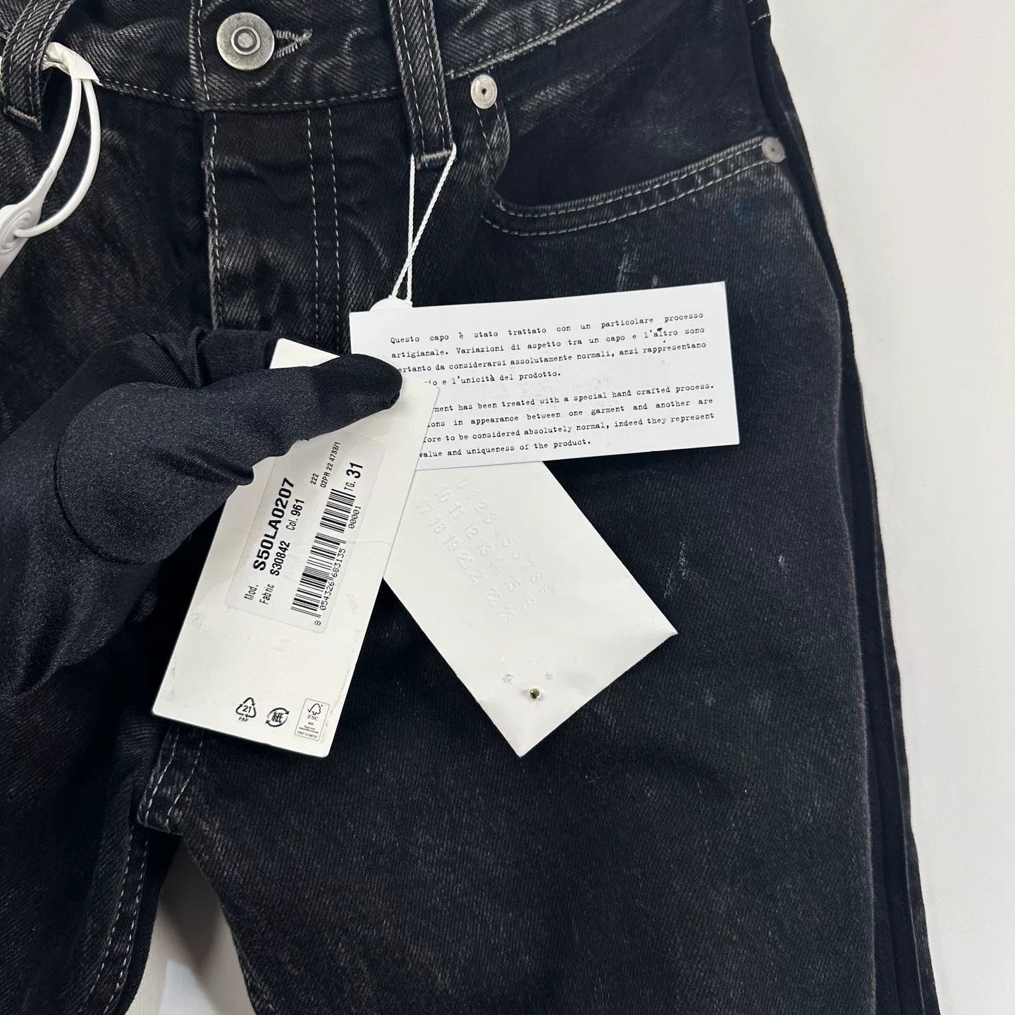 Maison Margiela Maison Margiela Distressed Black Denim Jeans Size US 31 - 4 Thumbnail