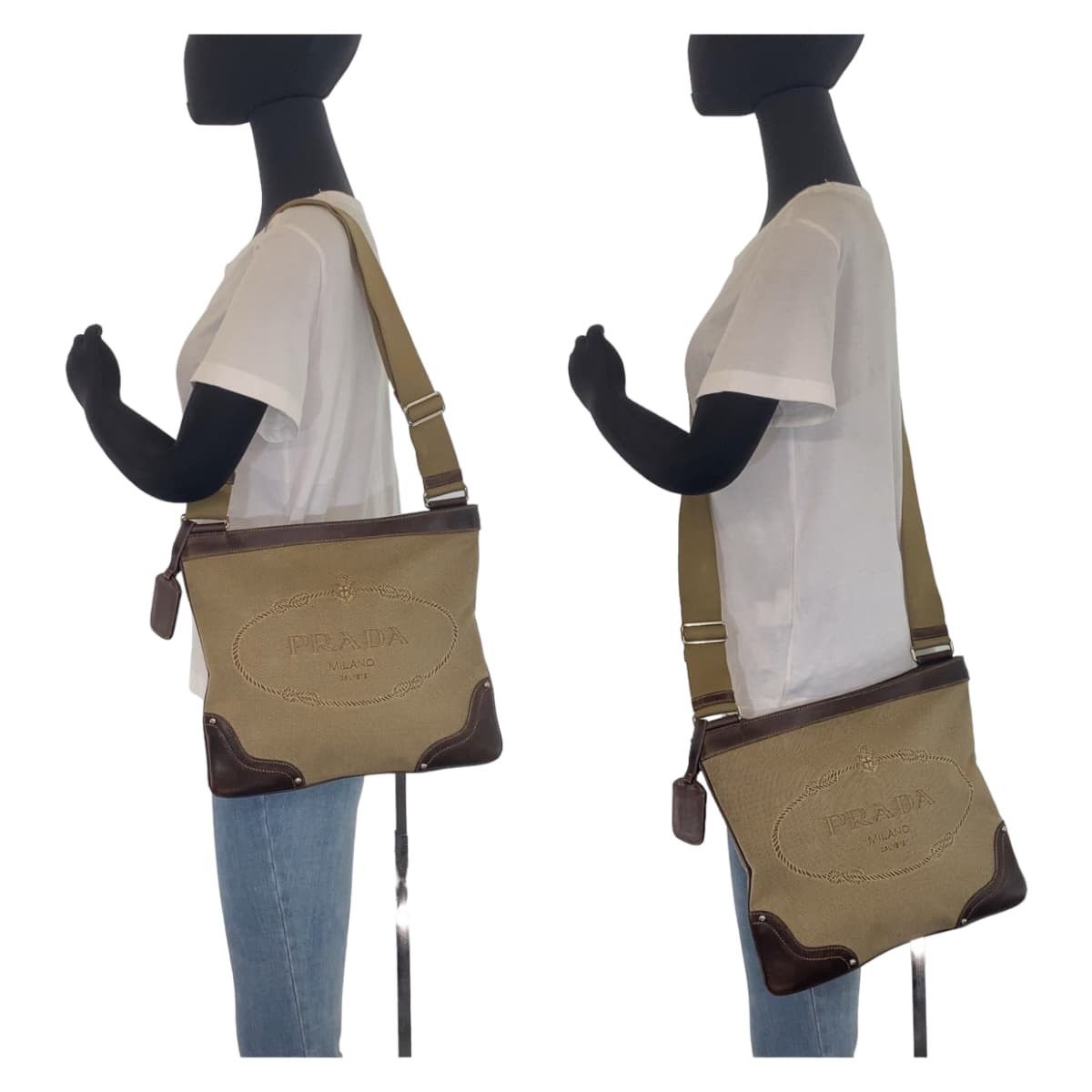 Prada Prada Logo Jacquard Canvas Shoulder Bag Textile Shoulder Bag DUTY FREE for USA