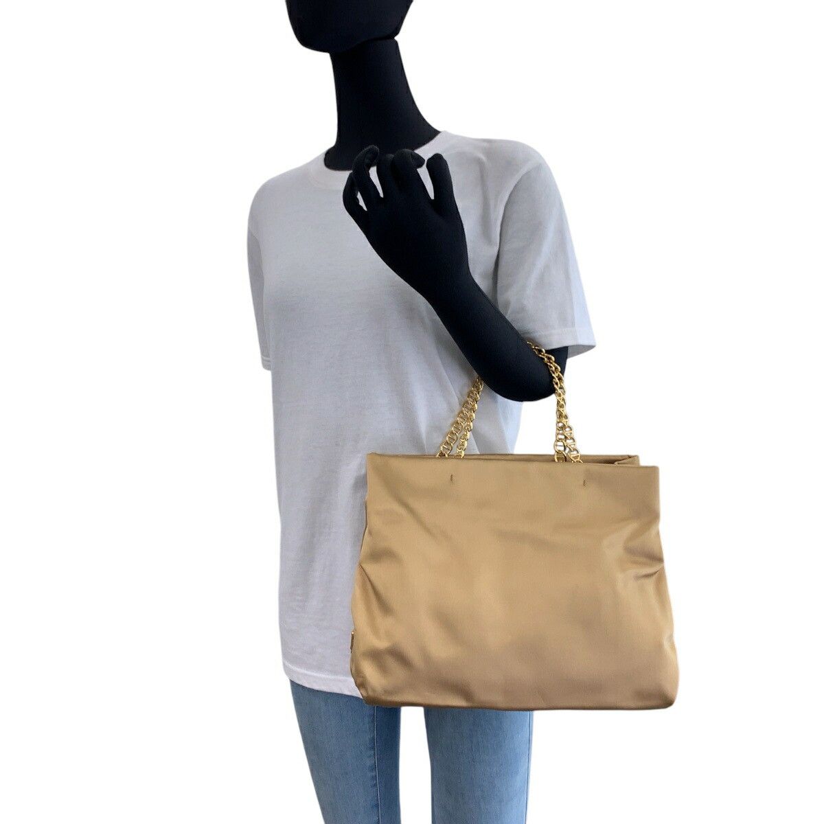 Prada Prada Satin Chain Tote Bag Textile Tote Bag DUTY FREE for USA