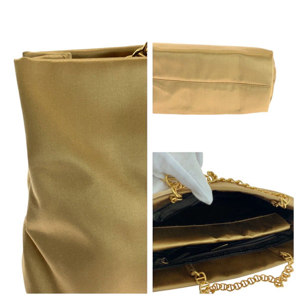 Prada Prada Satin Chain Tote Bag Textile Tote Bag DUTY FREE for USA
