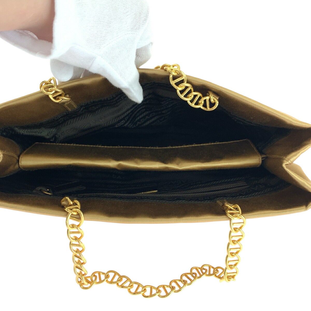 Prada Prada Satin Chain Tote Bag Textile Tote Bag DUTY FREE for USA