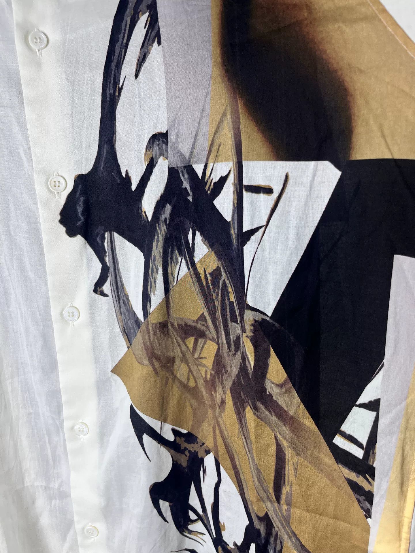 Yohji Yamamoto Yohji Yamamoto Asymmetrical Print Shirt Size US M / EU 48-50 / 2 - 2 Thumbnail