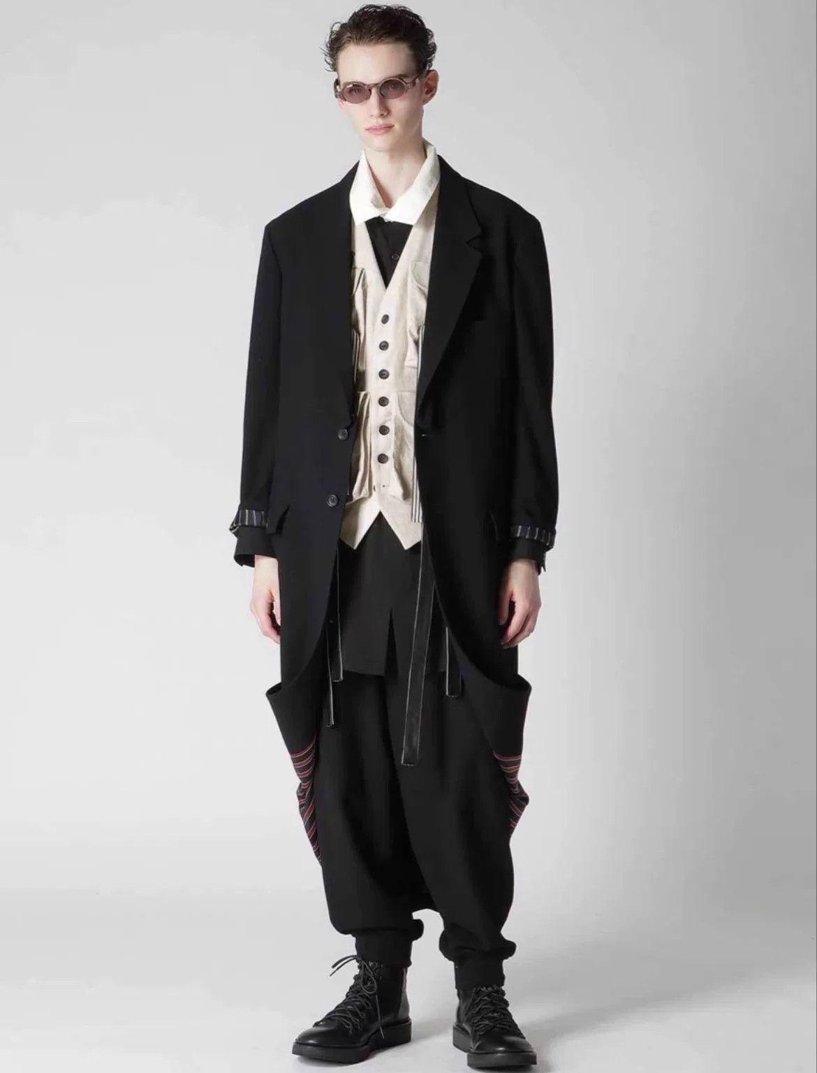 Yohji Yamamoto Yohji Yamamoto Black Striped Coat Size US XL / EU 56 / 4 - 8 Thumbnail
