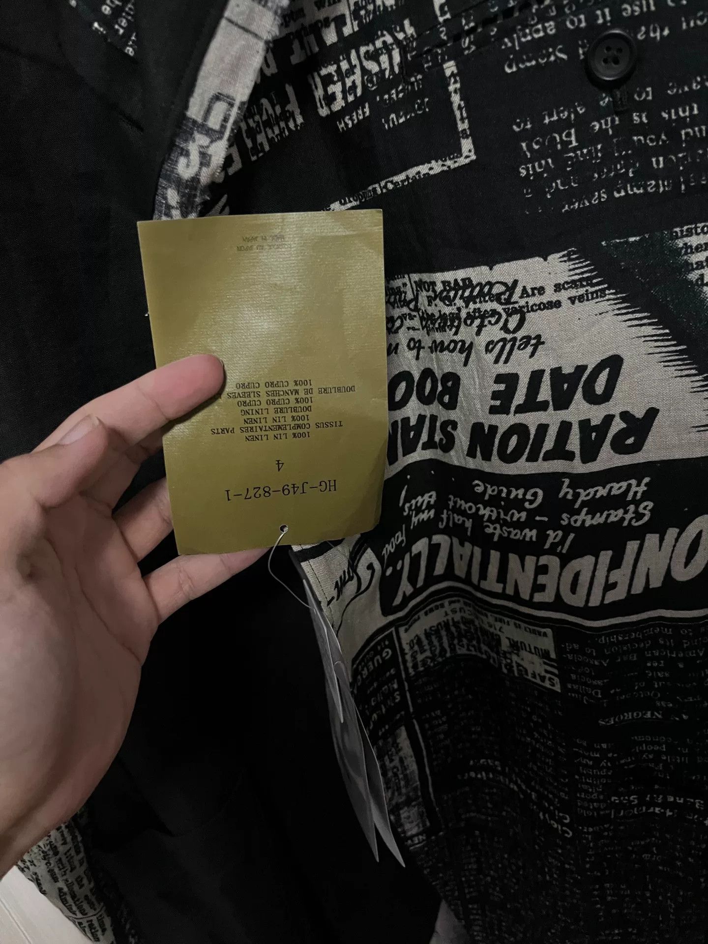Yohji Yamamoto Yohji Yamamoto Newspaper Print Jacket Size US M / EU 48-50 / 2 - 3 Thumbnail
