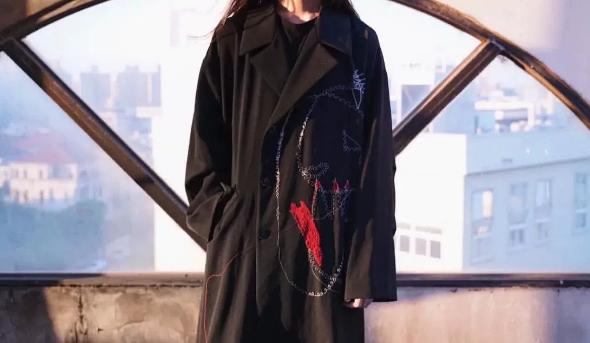 Yohji Yamamoto Yohji Yamamoto Embroidered Wool Coat Size XL / US 12-14 / IT 48-50 - 6 Thumbnail