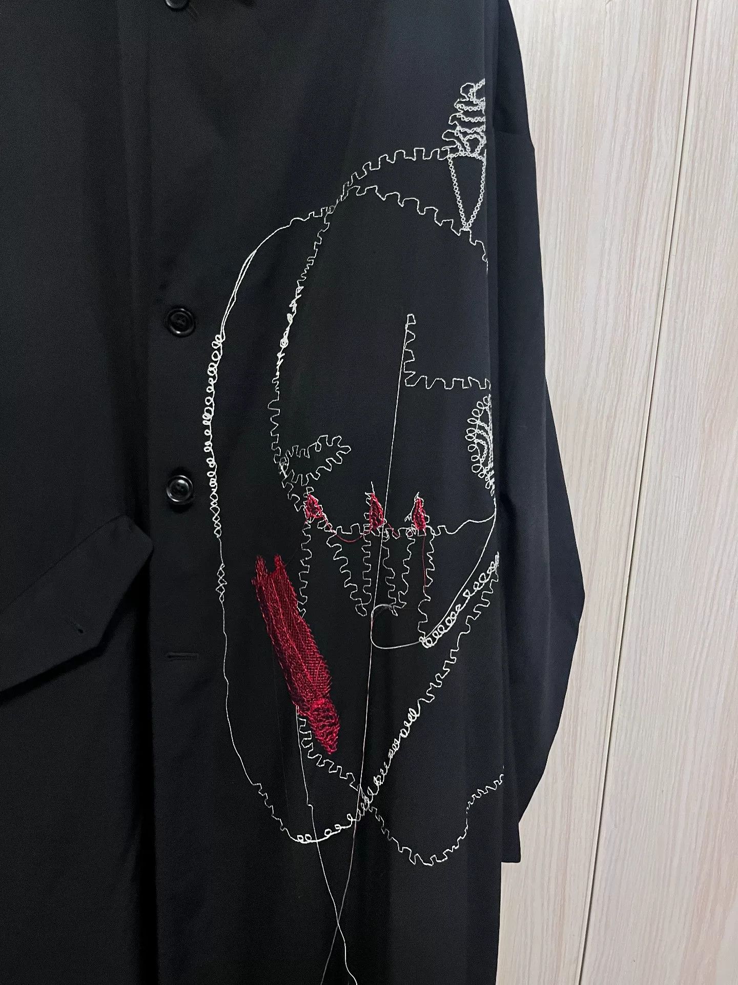 Yohji Yamamoto Yohji Yamamoto Embroidered Wool Coat Size XL / US 12-14 / IT 48-50 - 2 Thumbnail
