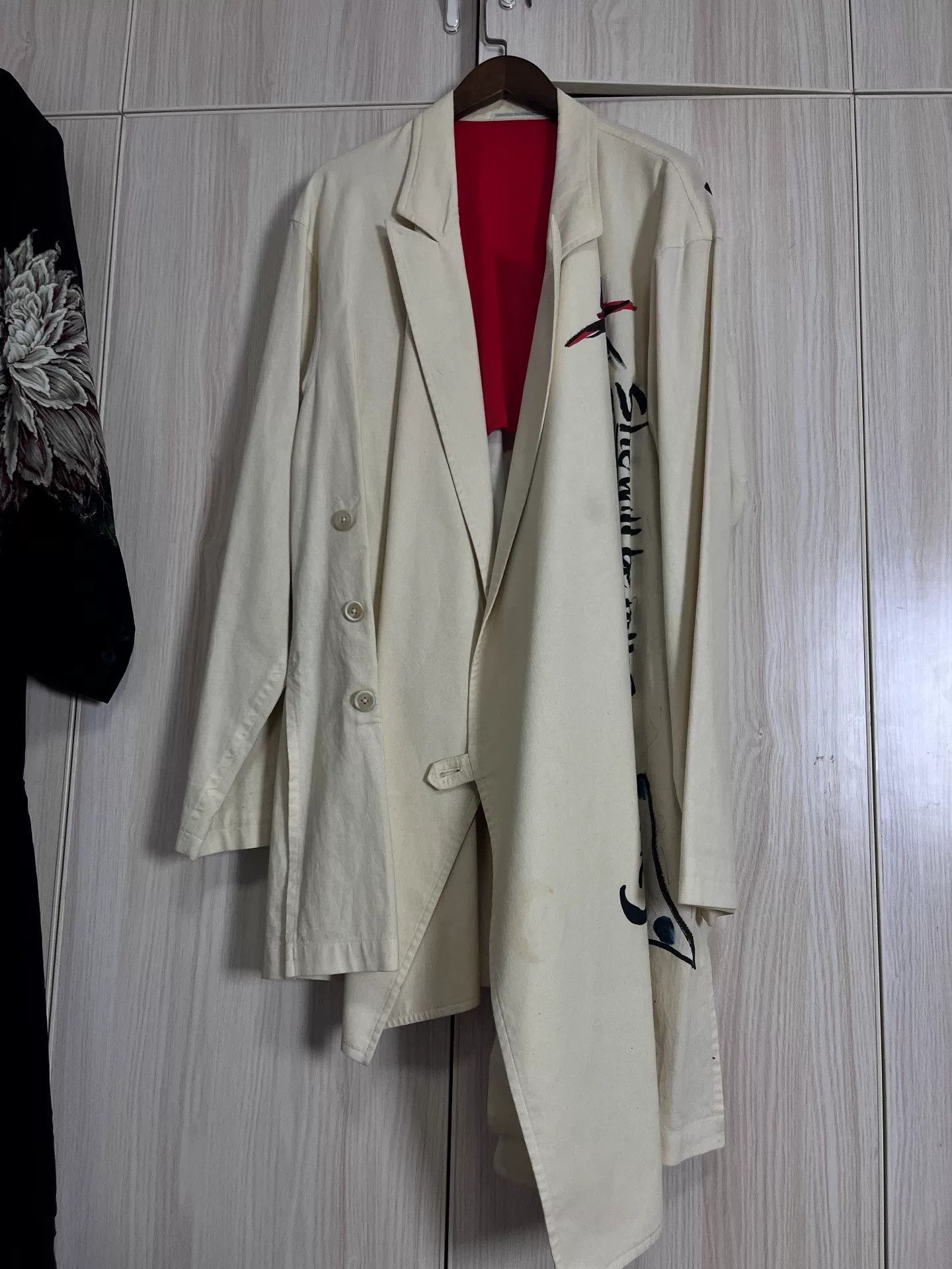Yohji Yamamoto Yohji Yamamoto Asymmetrical Hand-Painted Coat Size M / US 6-8 / IT 42-44 - 3 Thumbnail