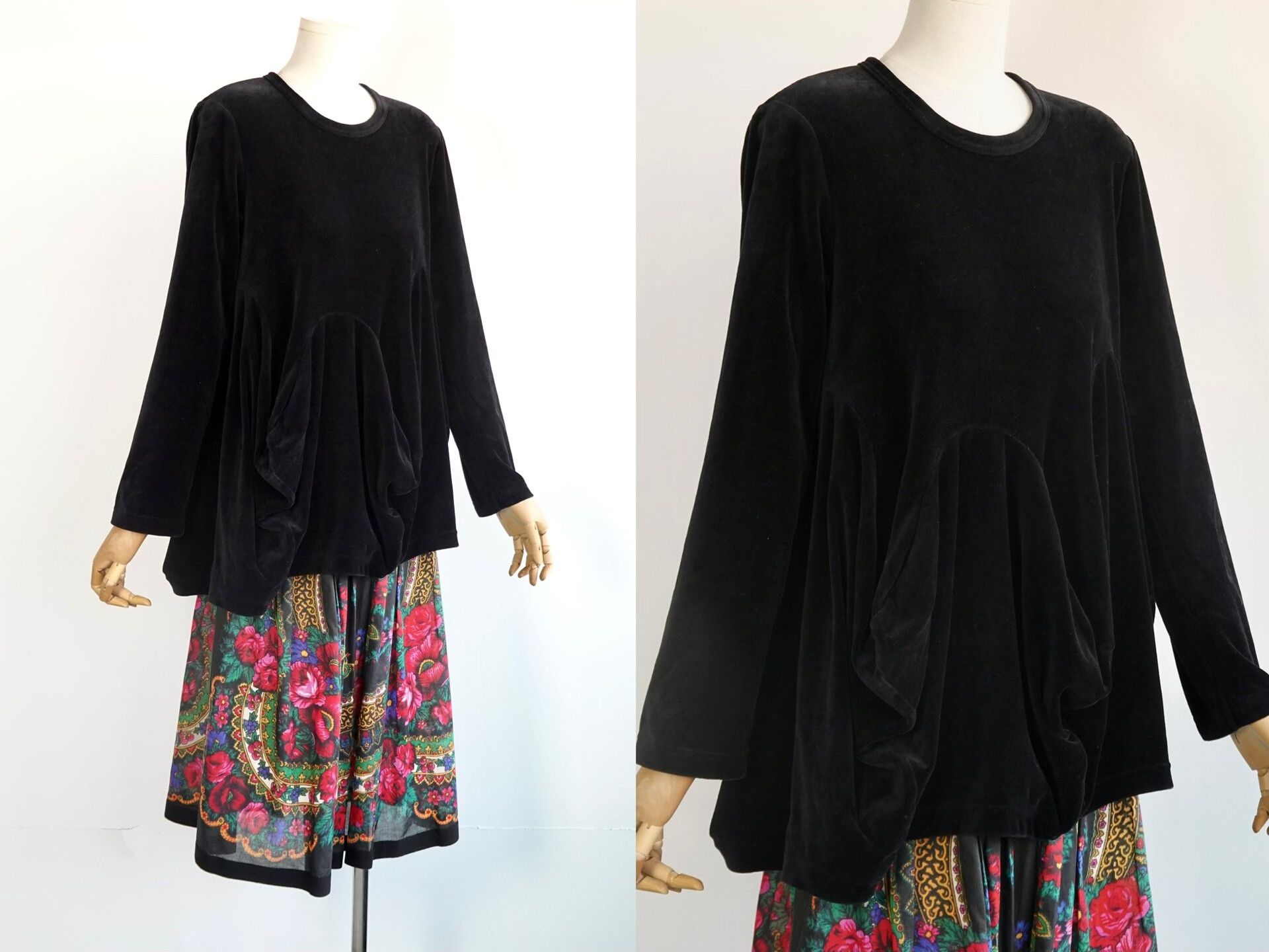Comme des Garcons Black Velvet Volume Structure Top Size S / US 4 / IT 40 - 2 Thumbnail