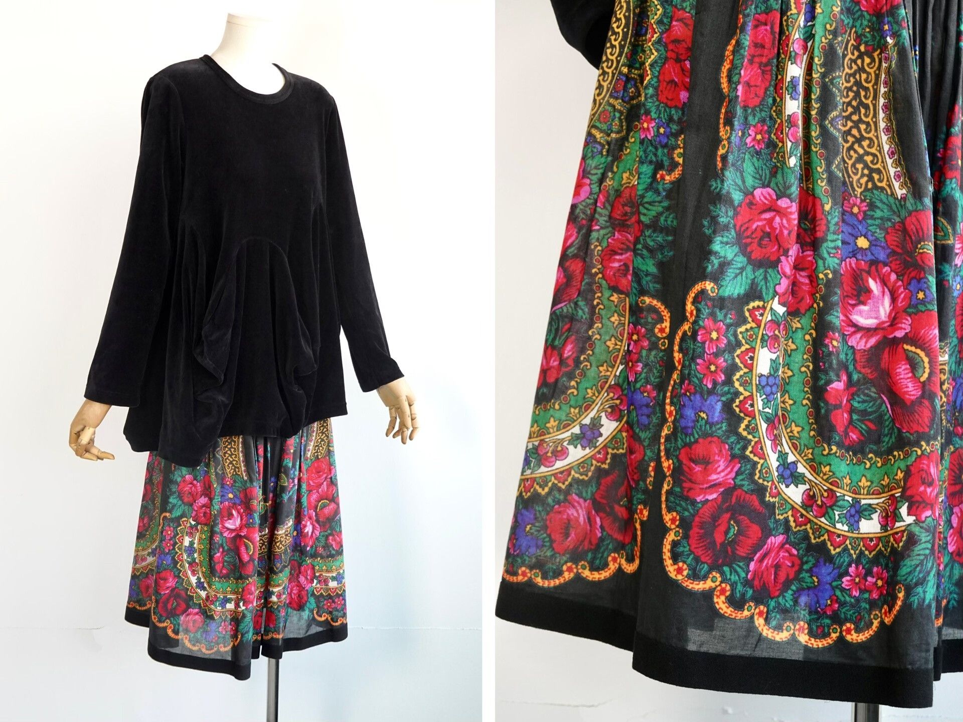 Comme des Garcons Floral Pleated Skirt by CDG Size 24" / US 00 / IT 34 - 2 Thumbnail