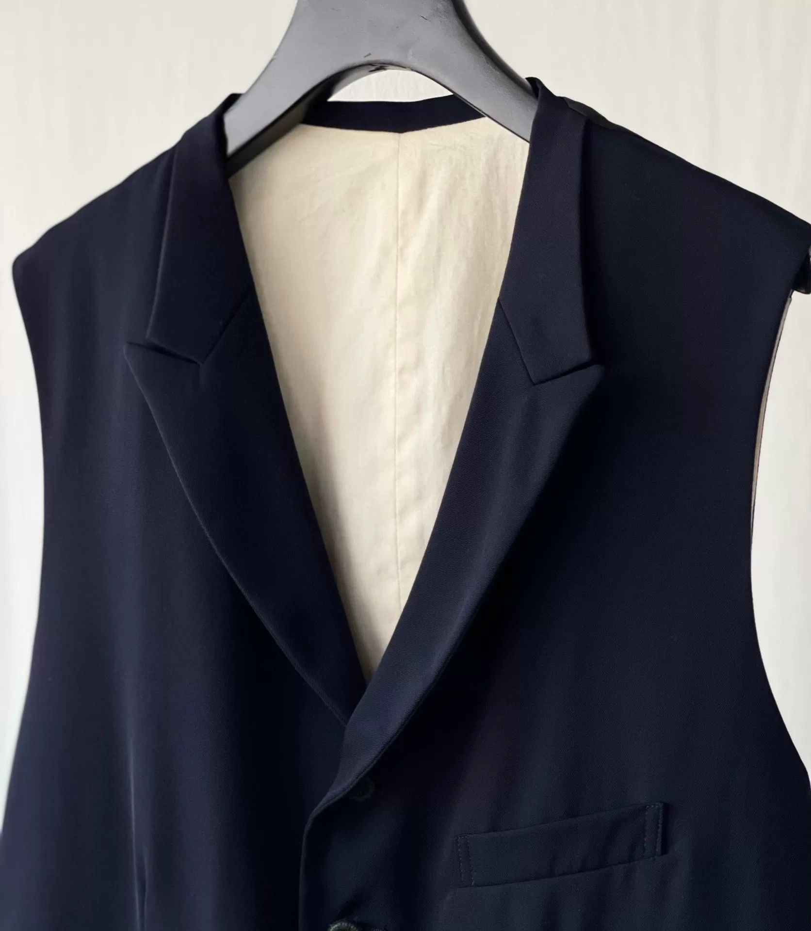 Y's for Men Navy Wool Vest for Unisex Styling Size M / US 6-8 / IT 42-44 - 4 Thumbnail