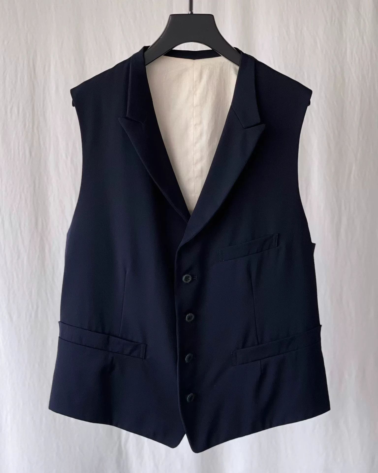 Y's for Men Navy Wool Vest for Unisex Styling Size M / US 6-8 / IT 42-44 - 3 Thumbnail