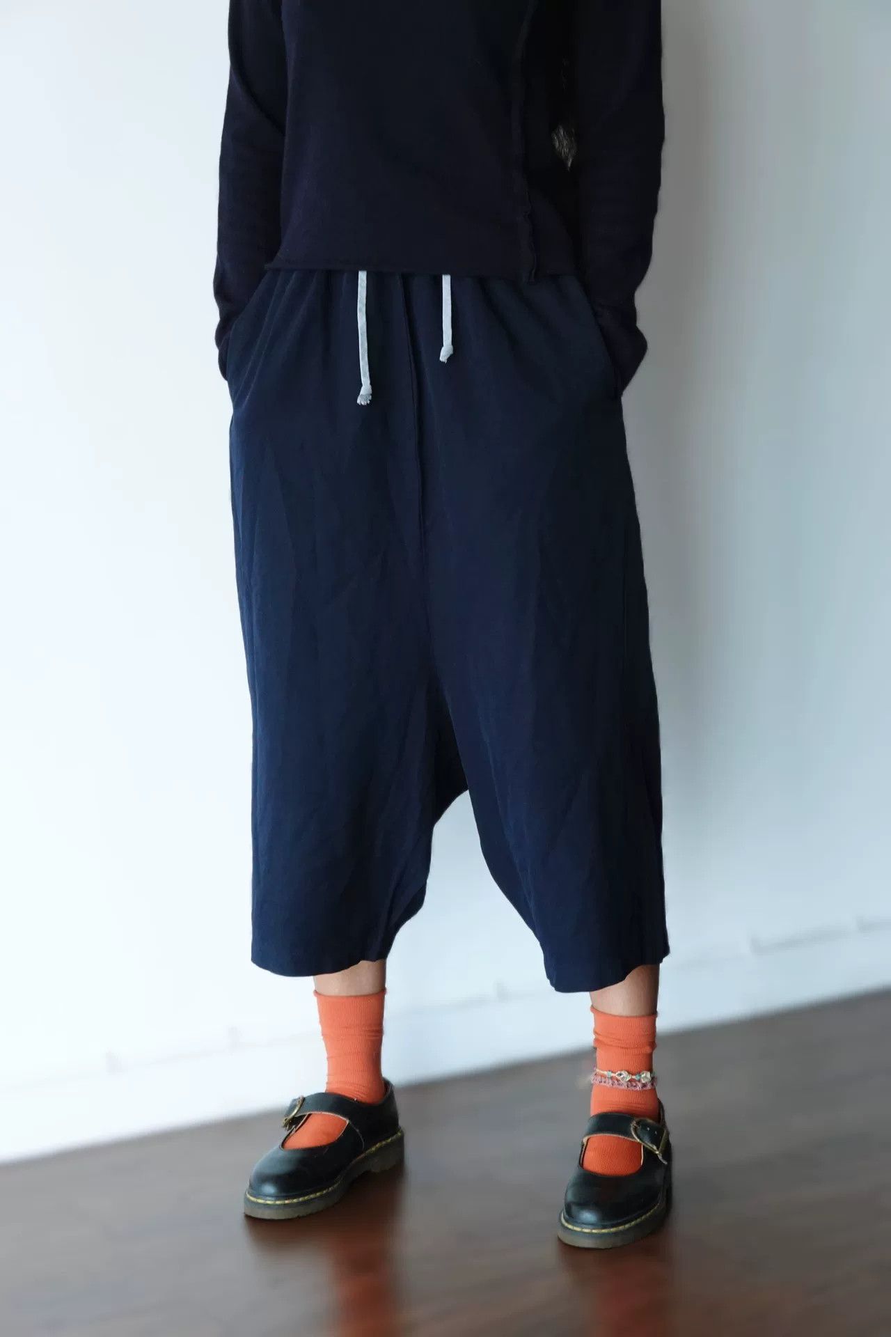 Comme des Garcons ComCom Navy Blue Wide-Leg Cropped Pants Size 22" - 4 Thumbnail