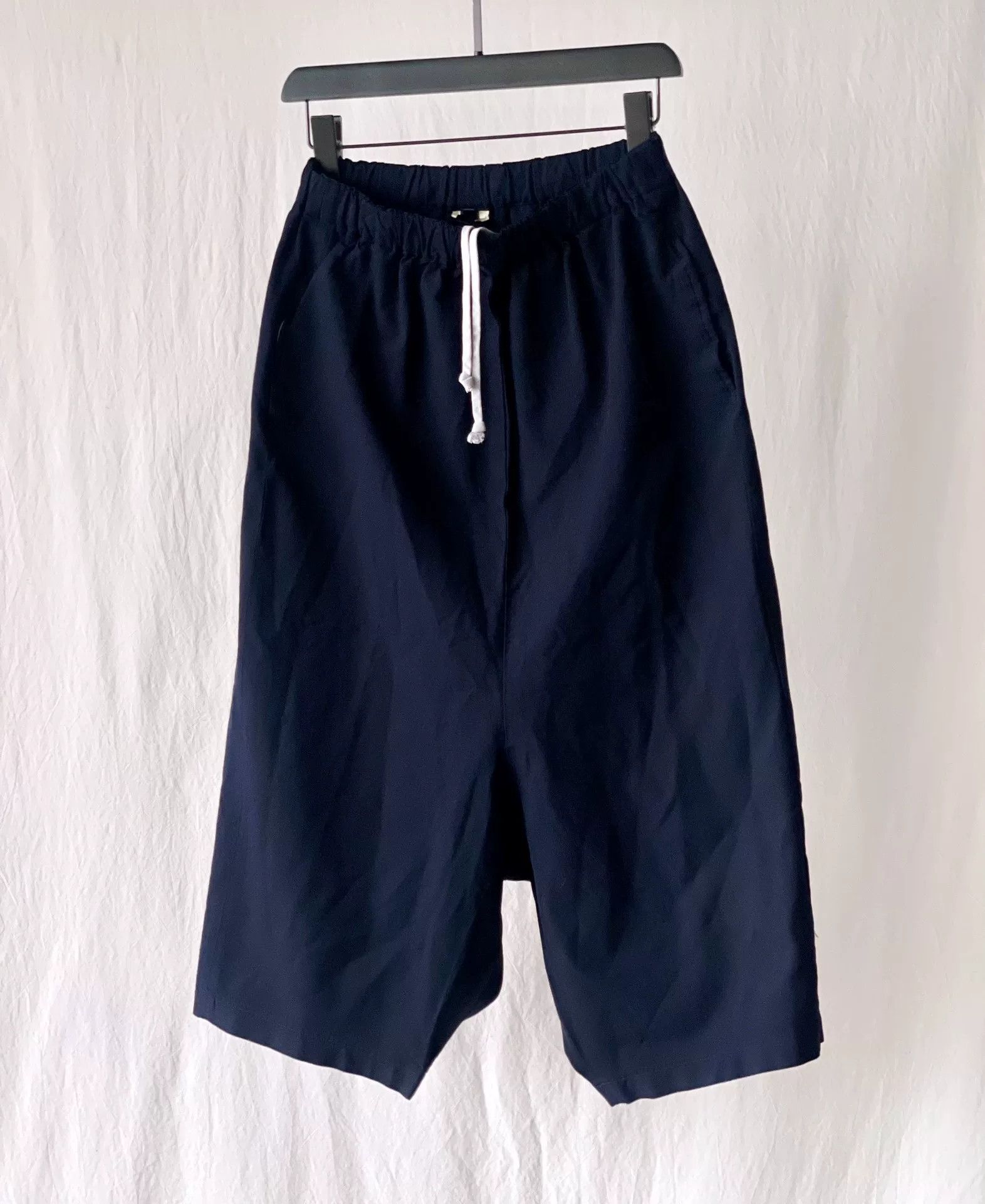 Comme des Garcons ComCom Navy Blue Wide-Leg Cropped Pants Size 22" - 3 Thumbnail