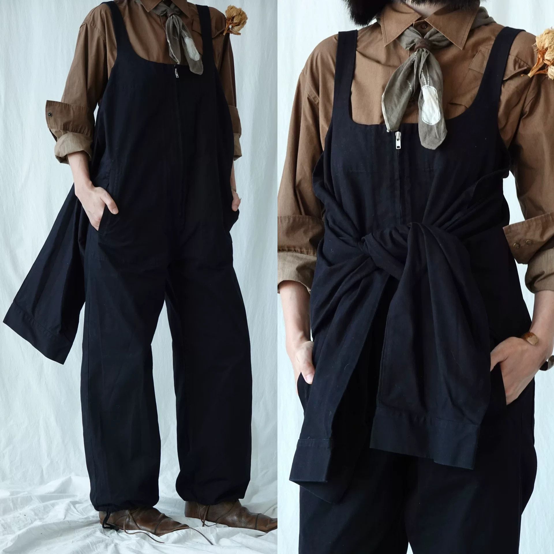 Y's Unique Yohji Yamamoto Dungarees with Sleeves Size 25" / US 0 / IT 36 - 3 Thumbnail