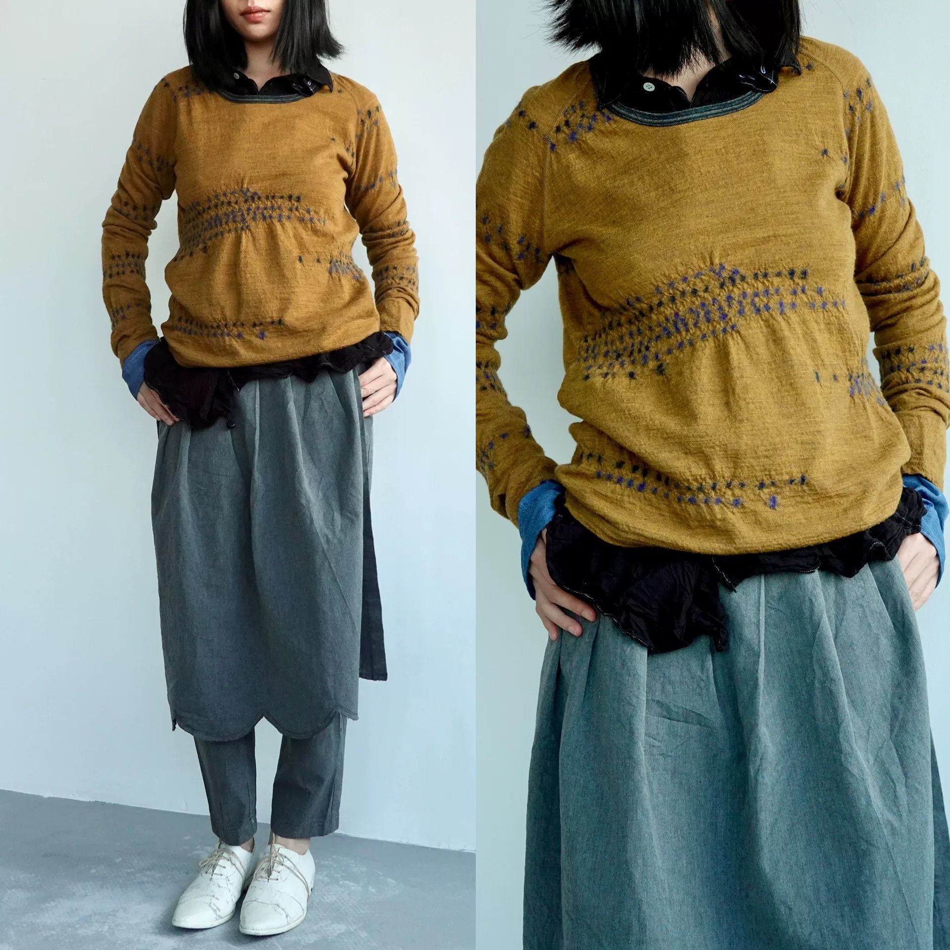 Kapital Kapital Wool Long T-Shirt with Indigo Dye Size US M / EU 48-50 / 2 - 2 Thumbnail