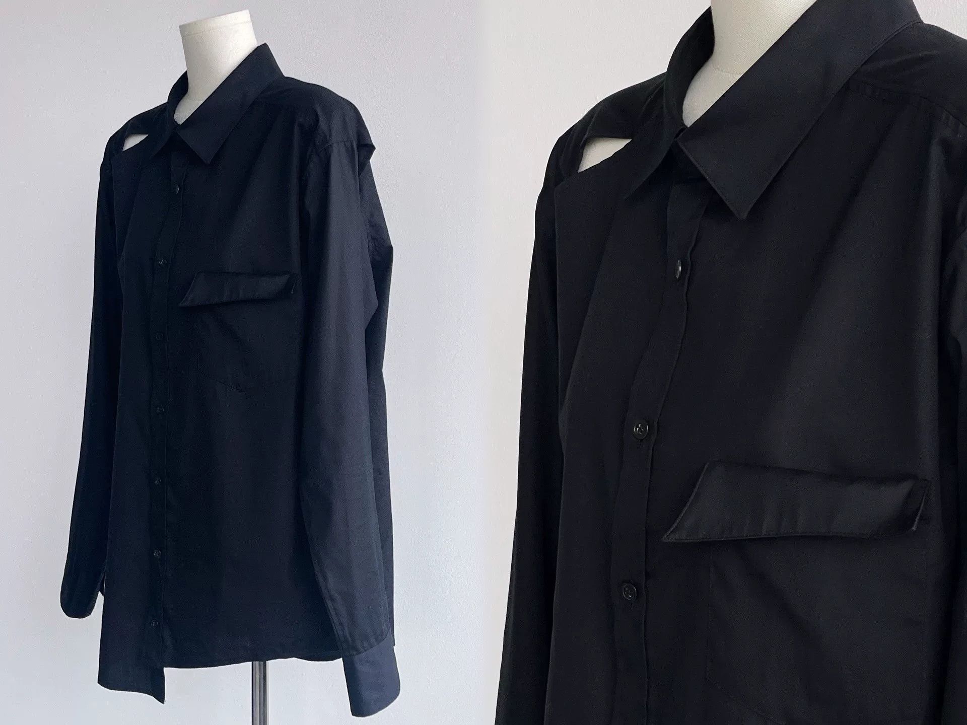 Sulvam Stylish Black Irregular Cut Shirt Size US M / EU 48-50 / 2 - 6 Thumbnail