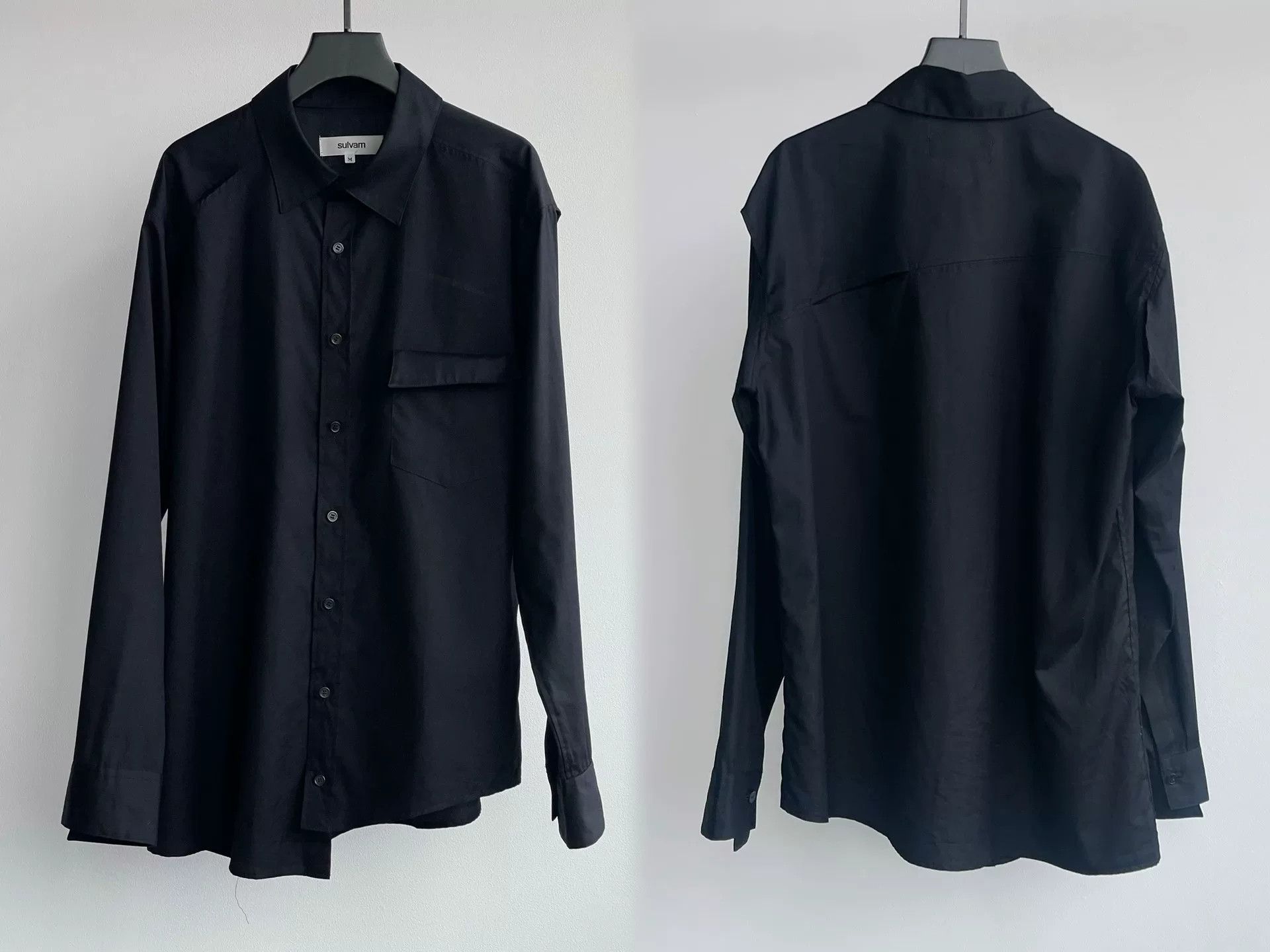 Sulvam Stylish Black Irregular Cut Shirt Size US M / EU 48-50 / 2 - 3 Thumbnail