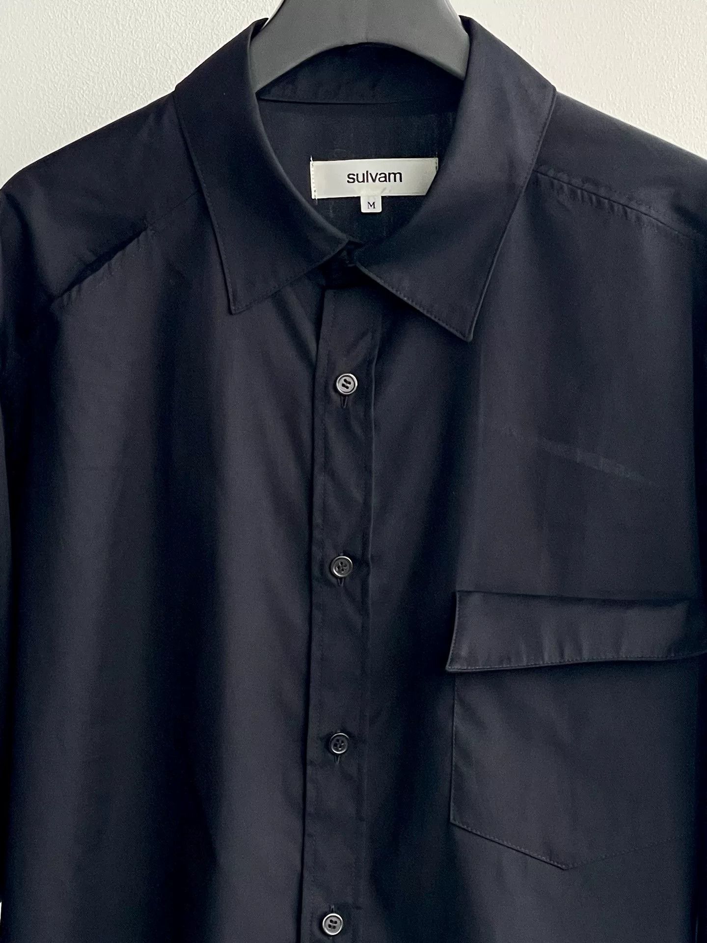 Sulvam Stylish Black Irregular Cut Shirt Size US M / EU 48-50 / 2 - 4 Thumbnail