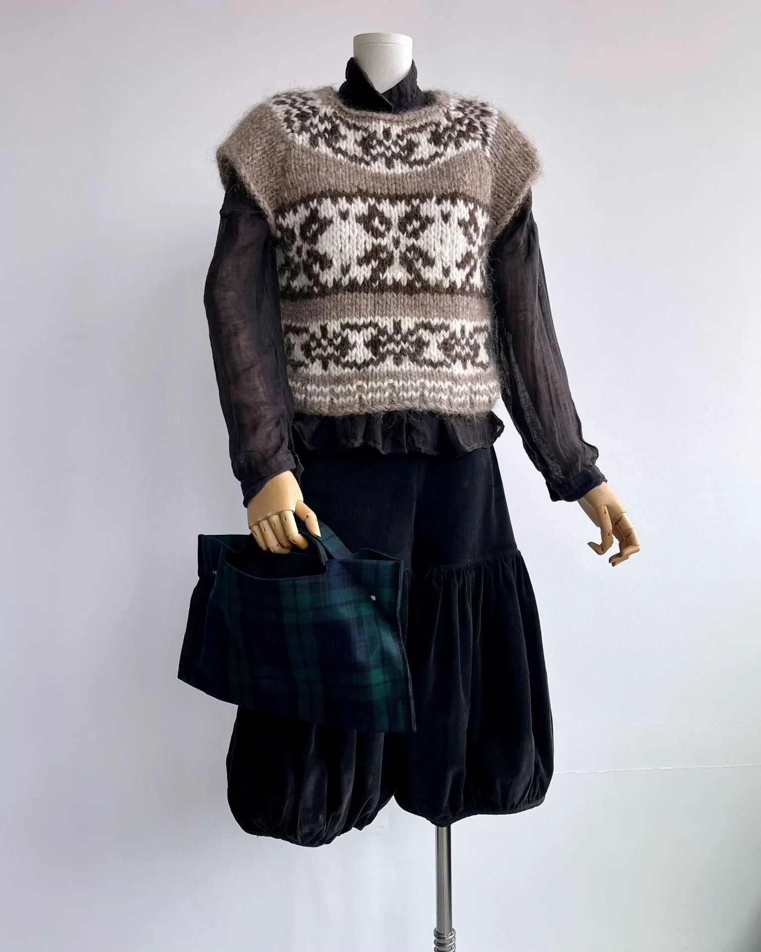 Kapital Vintage Black Corduroy Lantern Pants Size 23" - 2 Thumbnail