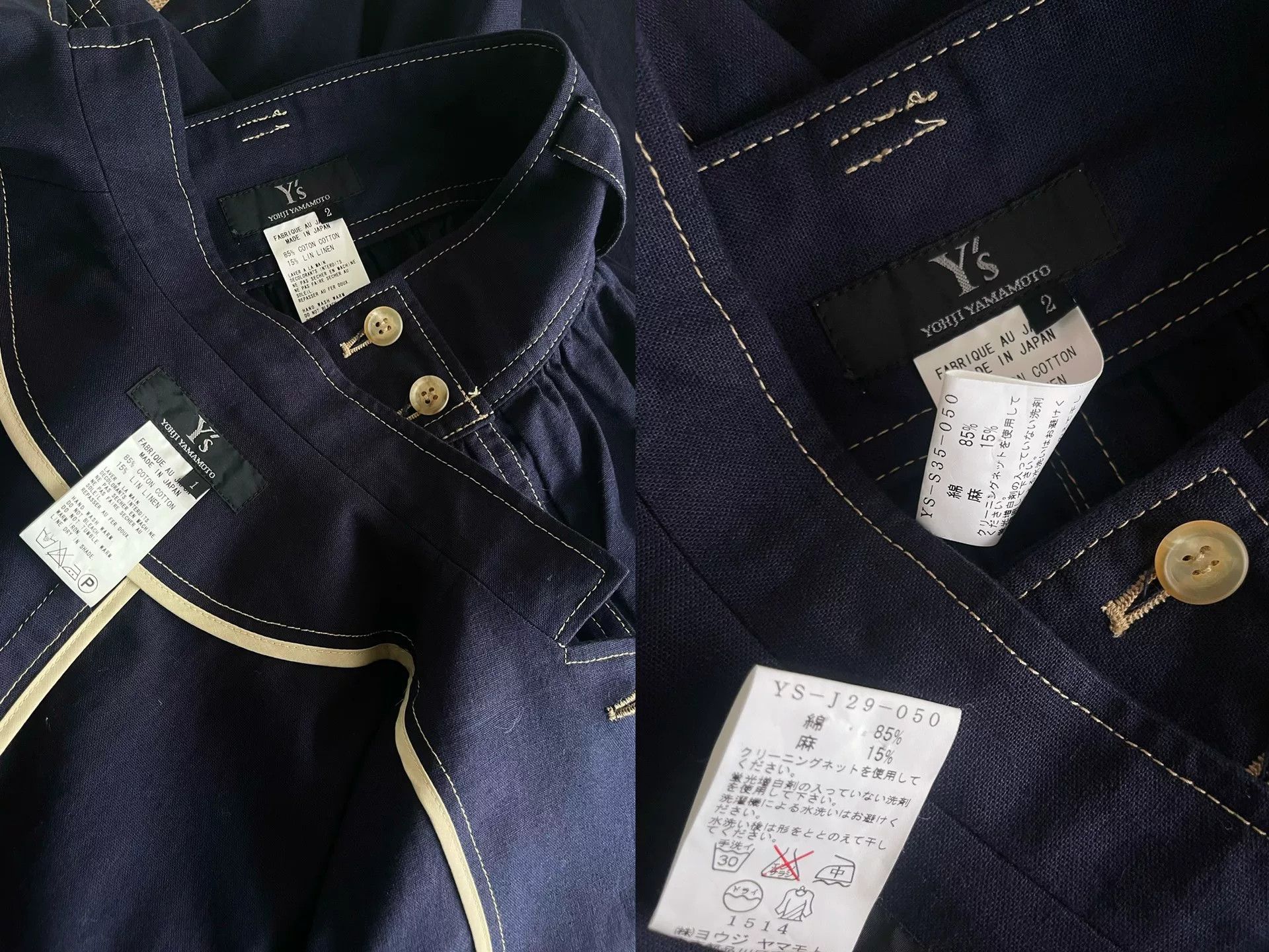 Yohji Yamamoto Vintage Navy Blue Suit Set by Y's Size S / US 4 / IT 40 - 9 Thumbnail