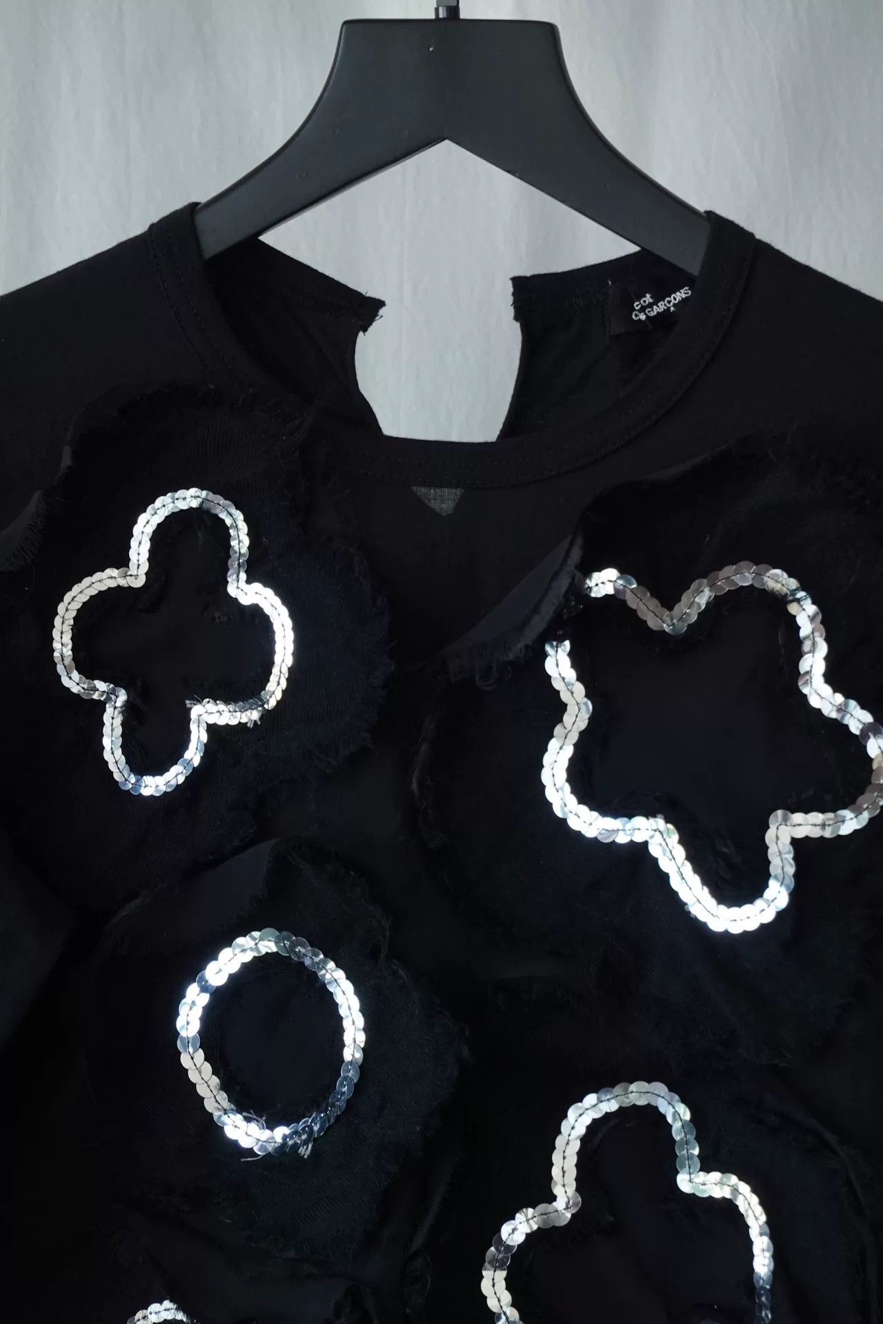 Comme des Garcons Black Floral Detail Three-Quarter Sleeve Top Size S / US 4 / IT 40 - 6 Thumbnail