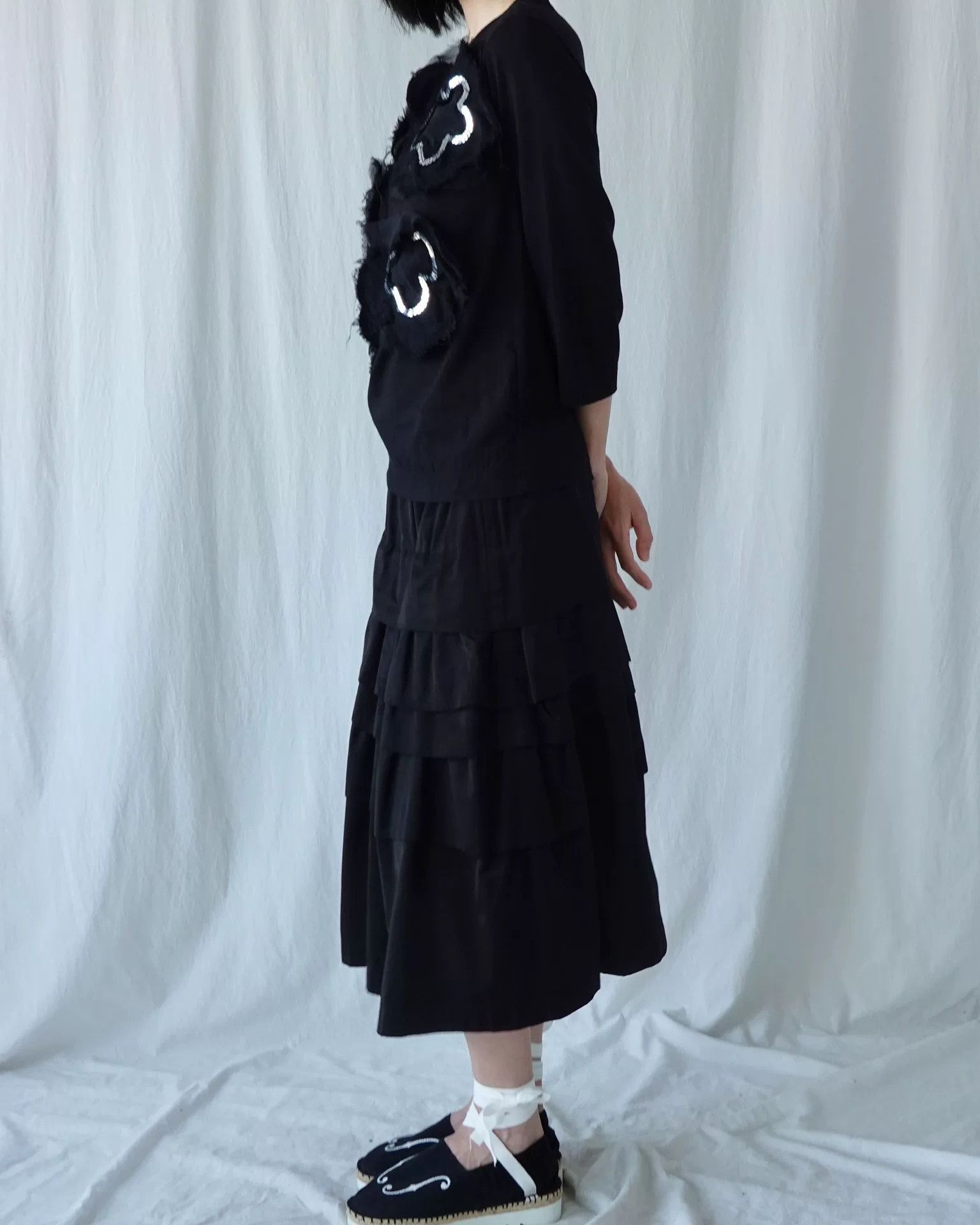 Comme des Garcons Black Floral Detail Three-Quarter Sleeve Top Size S / US 4 / IT 40 - 3 Thumbnail