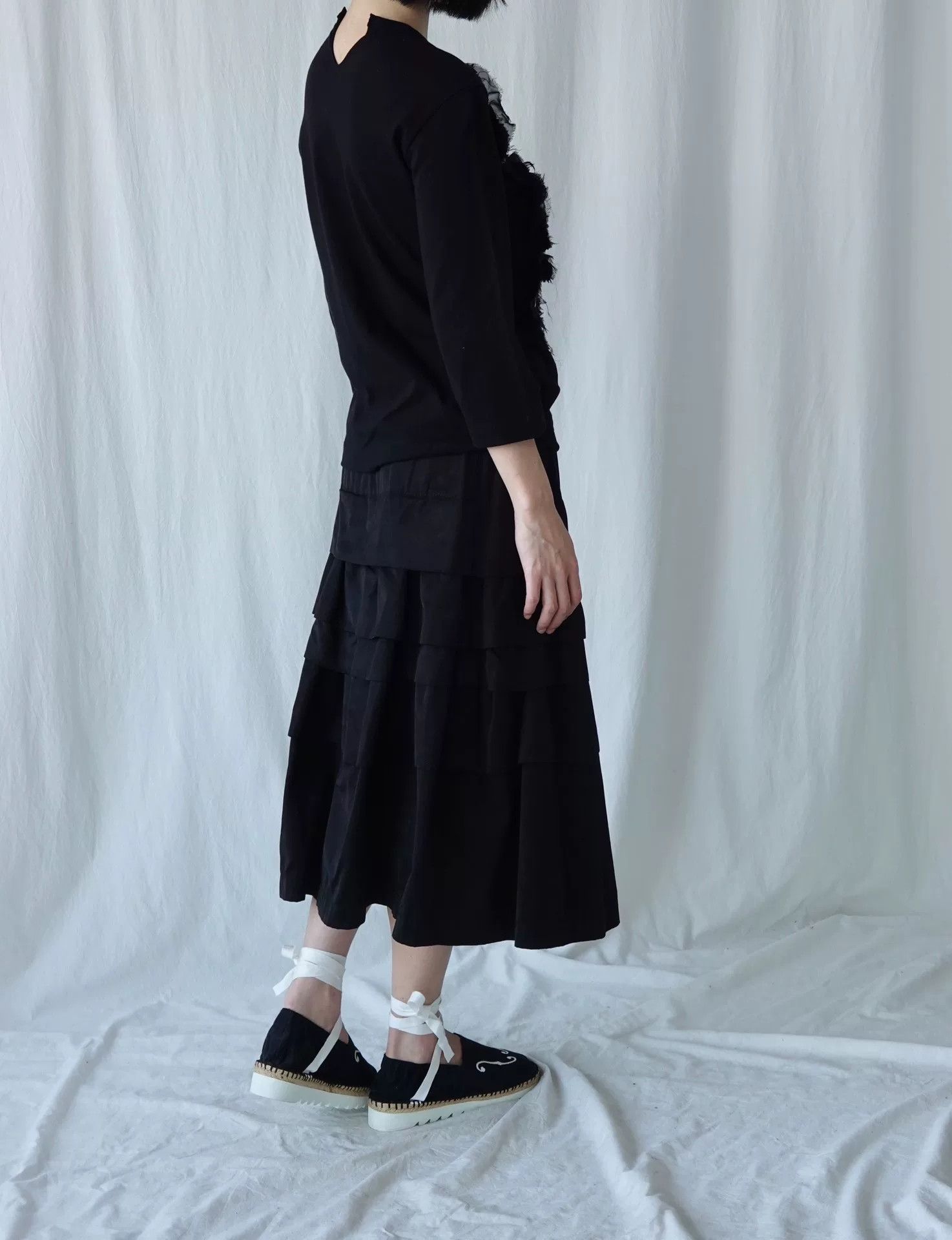 Comme des Garcons Black Floral Detail Three-Quarter Sleeve Top Size S / US 4 / IT 40 - 4 Thumbnail