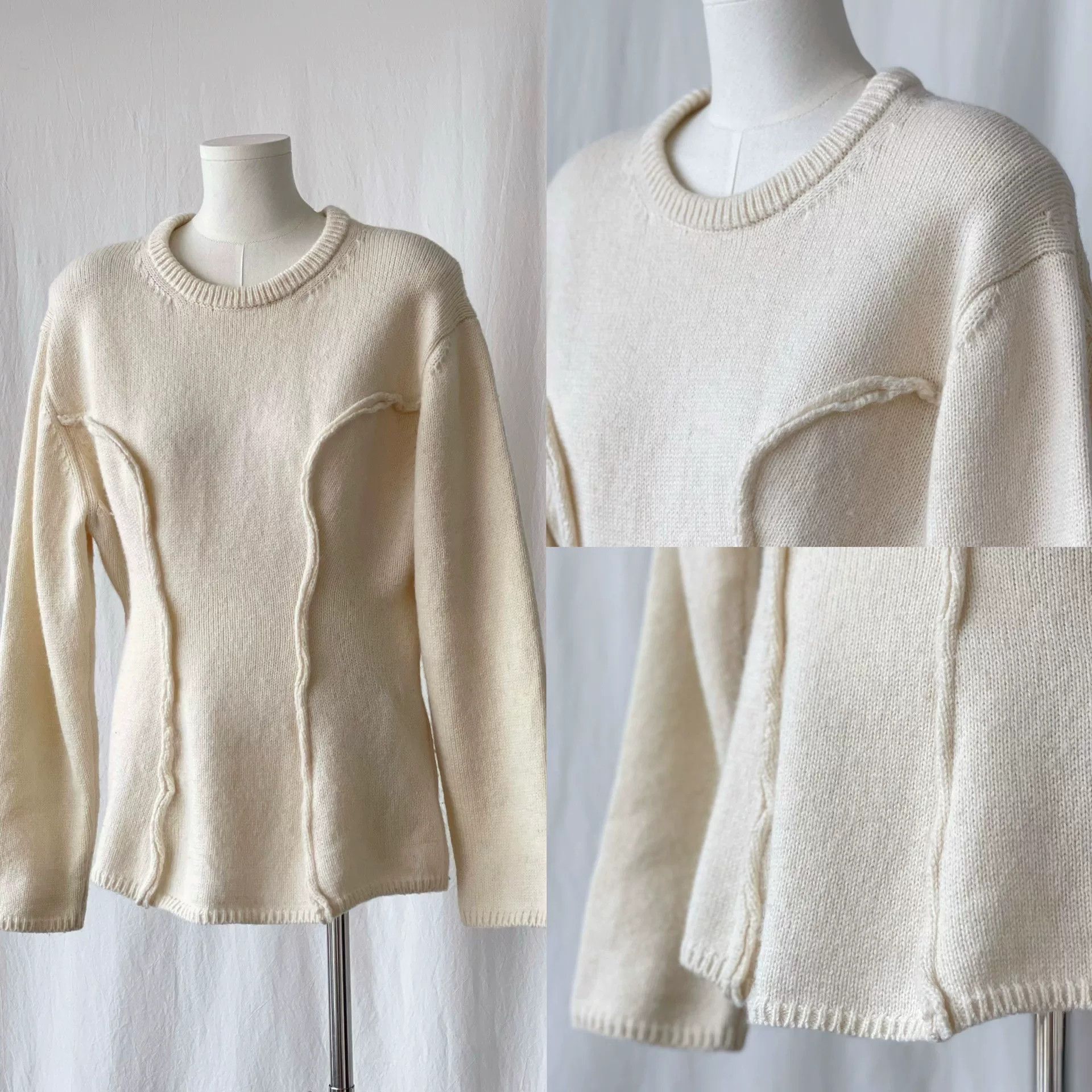 Comme des Garcons Cream Oversized Wool Sweater Size M / US 6-8 / IT 42-44 - 4 Thumbnail