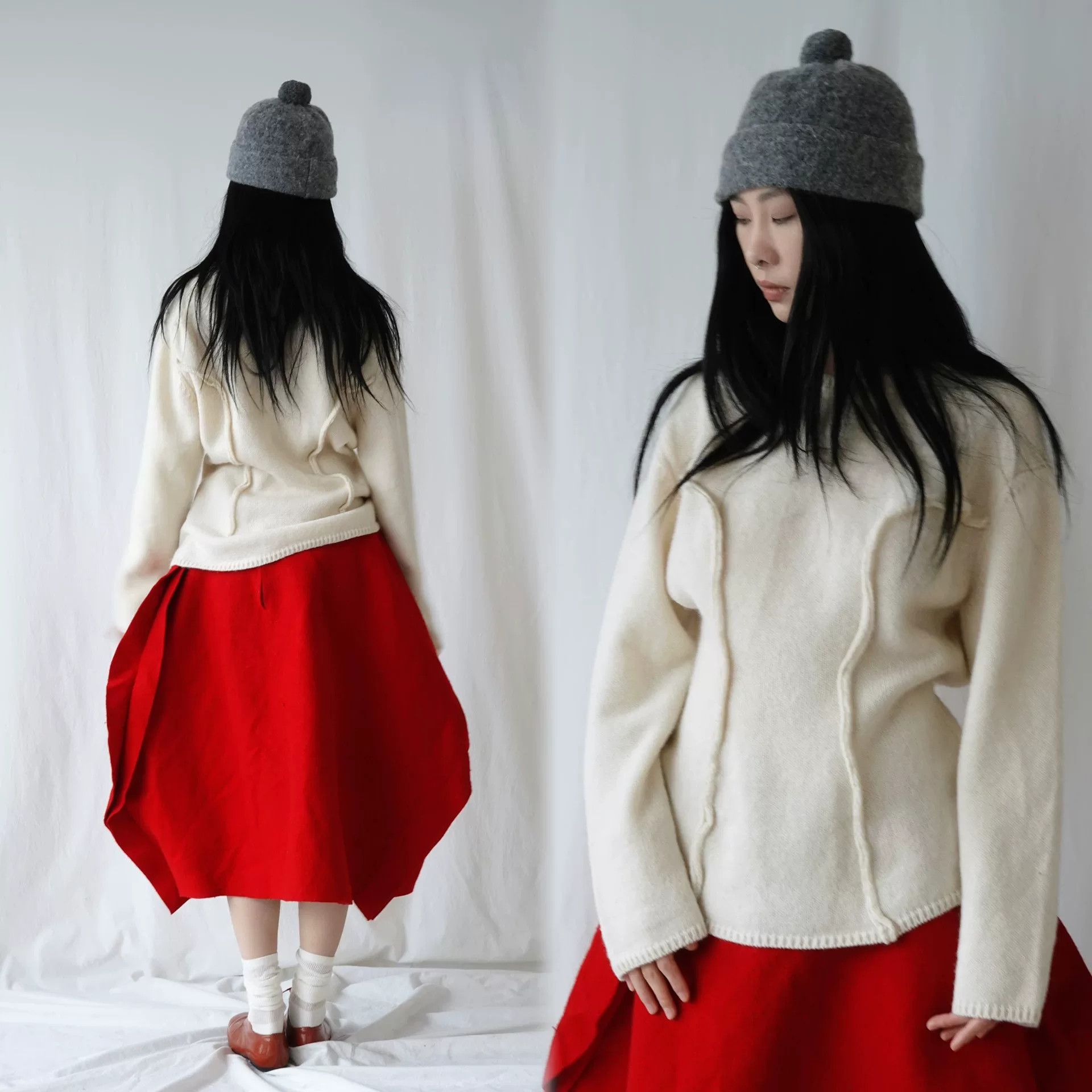 Comme des Garcons Cream Oversized Wool Sweater Size M / US 6-8 / IT 42-44 - 3 Thumbnail