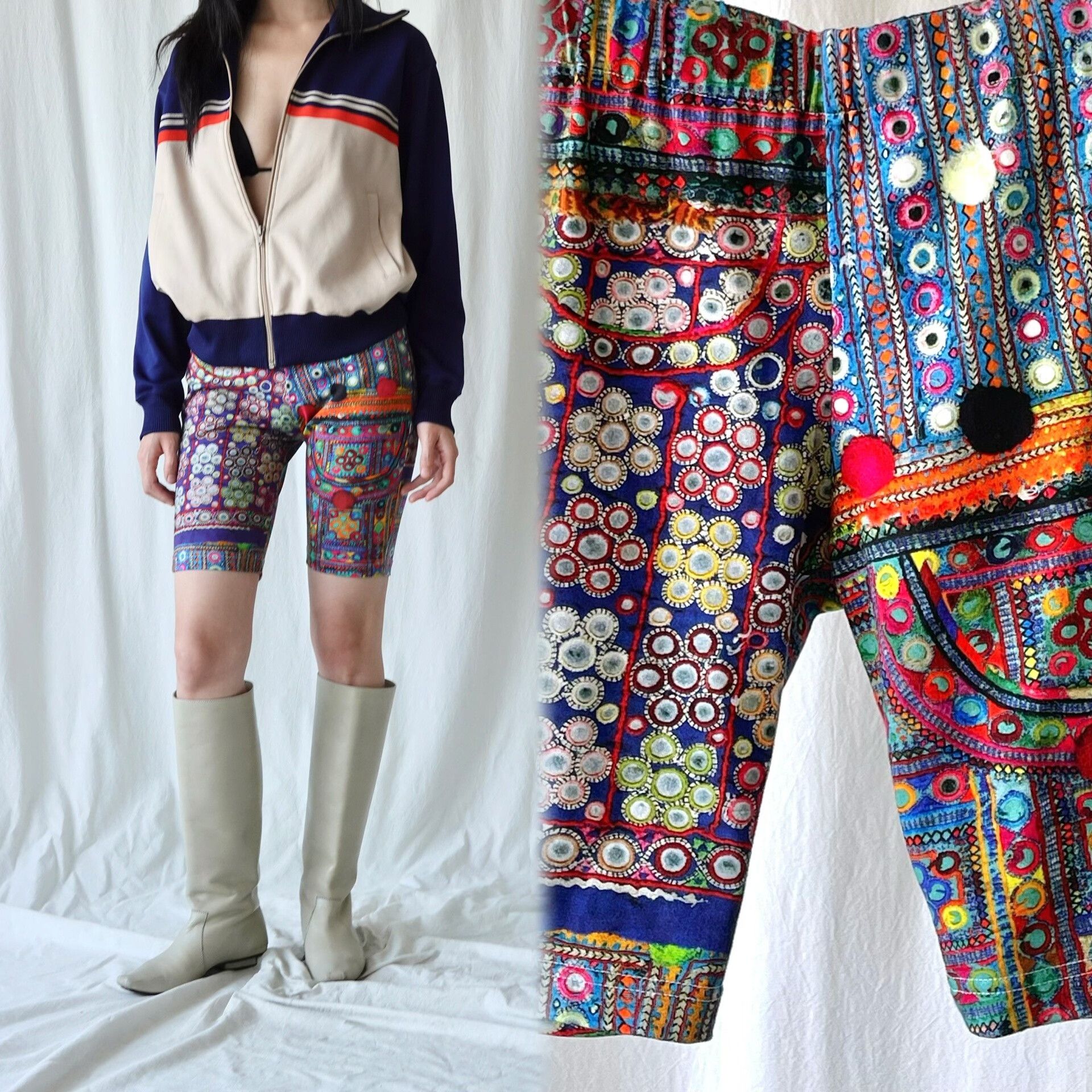 Comme des Garcons Colorful Cotton Shorts with Ethnic Print Size 24" / US 00 / IT 34 - 2 Thumbnail