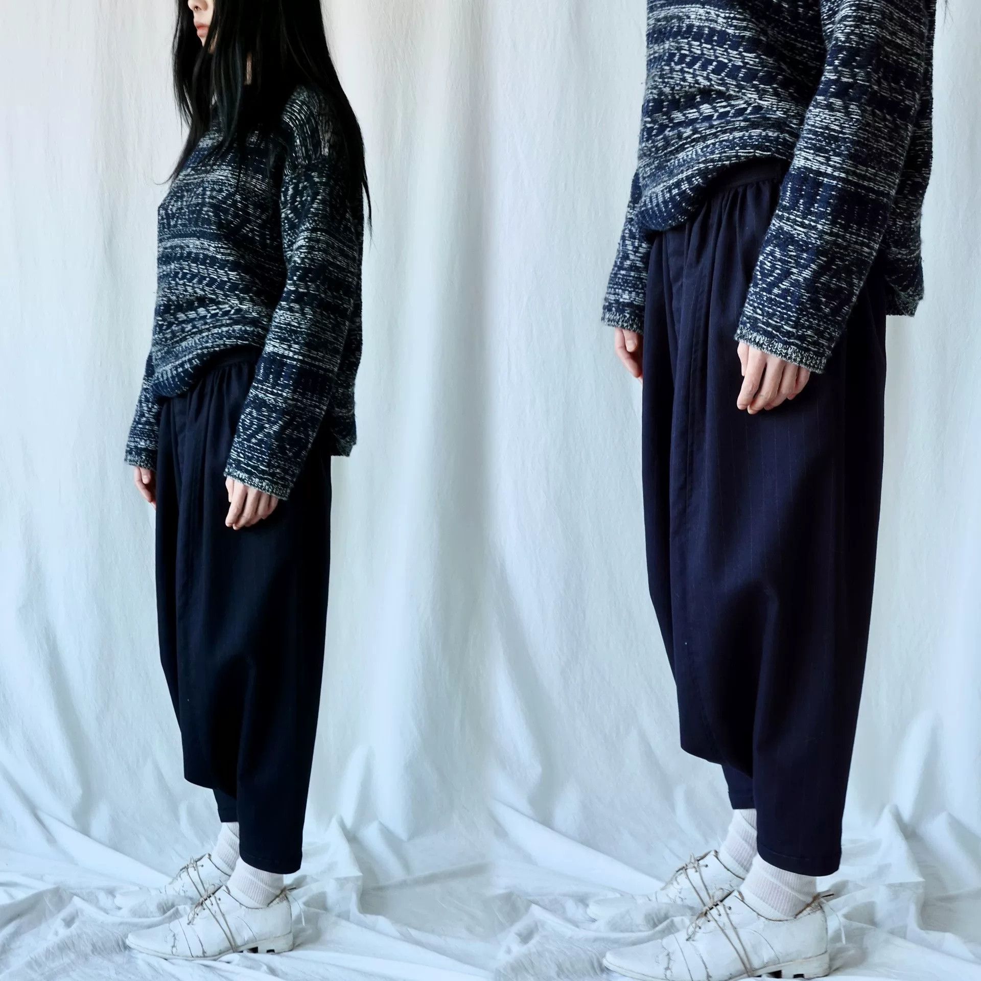 Comme des Garcons Comme des Garçons Striped Wool Drop-Crotch Pants Size 28" / US 6 / IT 42 - 2 Thumbnail