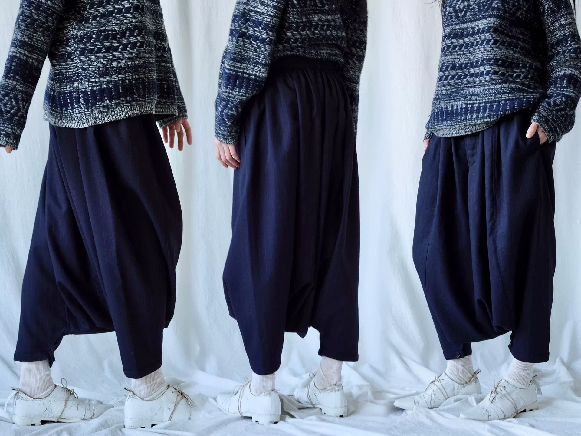 Comme des Garcons Comme des Garçons Striped Wool Drop-Crotch Pants Size 28" / US 6 / IT 42 - 3 Thumbnail