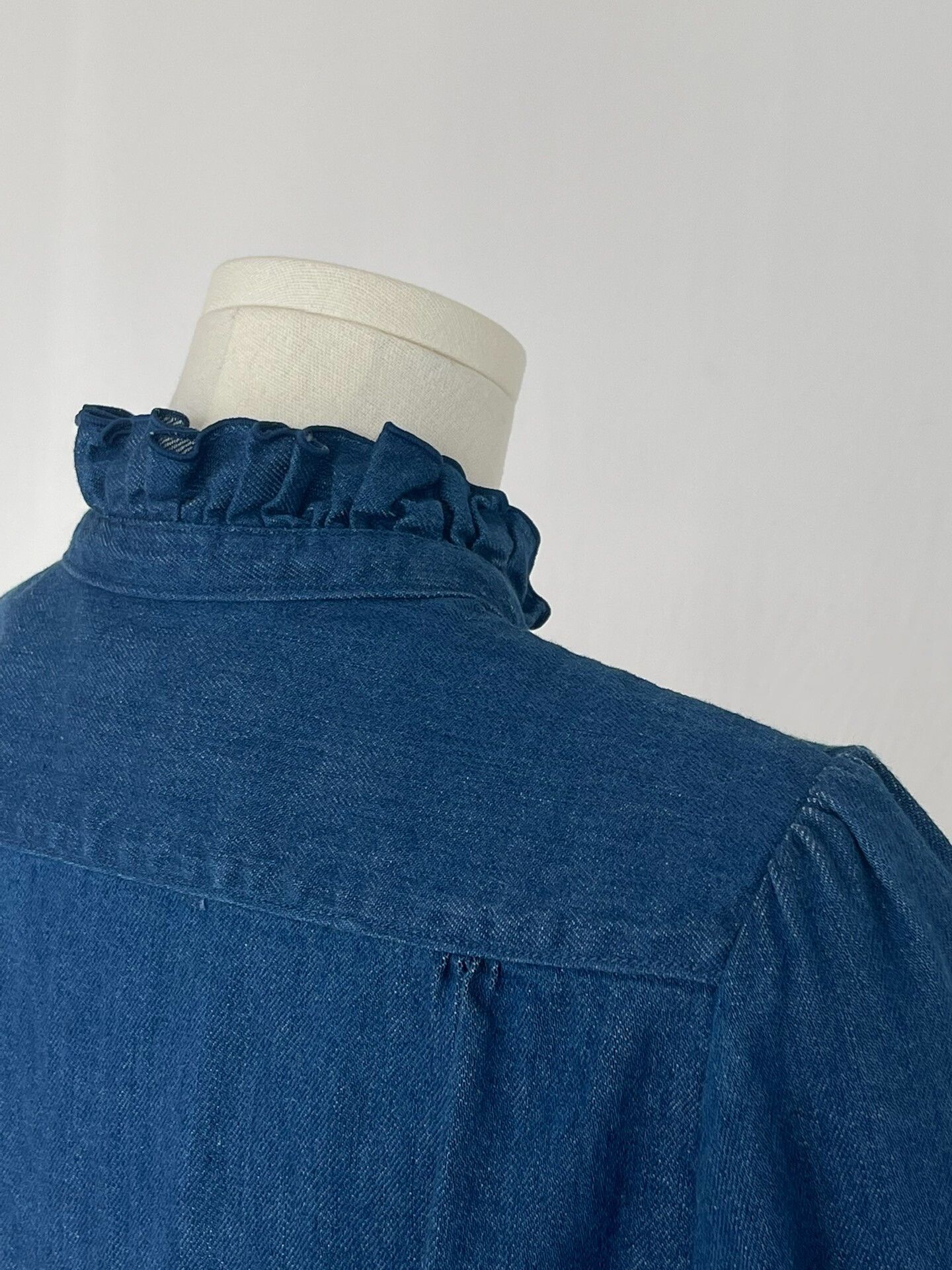 Kapital Cute Denim Ruffled Collar Shirt Size XS / US 0-2 / IT 36-38 - 7 Thumbnail