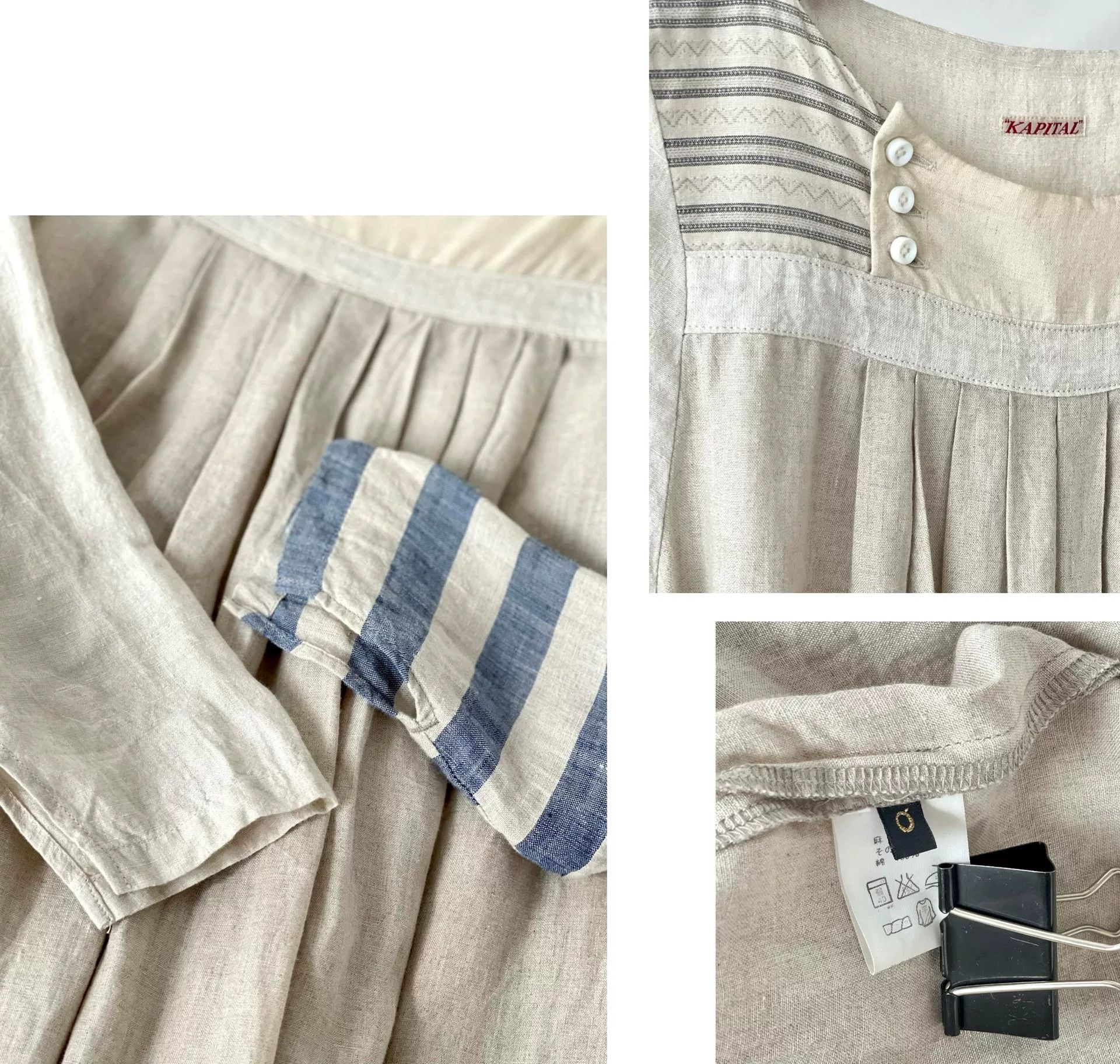 Kapital Striped Sleeve Linen Dress by KAPITAL Size XS / US 0-2 / IT 36-38 - 9 Thumbnail