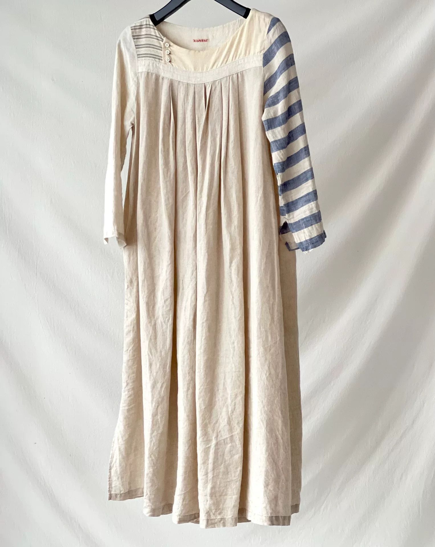 Kapital Striped Sleeve Linen Dress by KAPITAL Size XS / US 0-2 / IT 36-38 - 4 Thumbnail