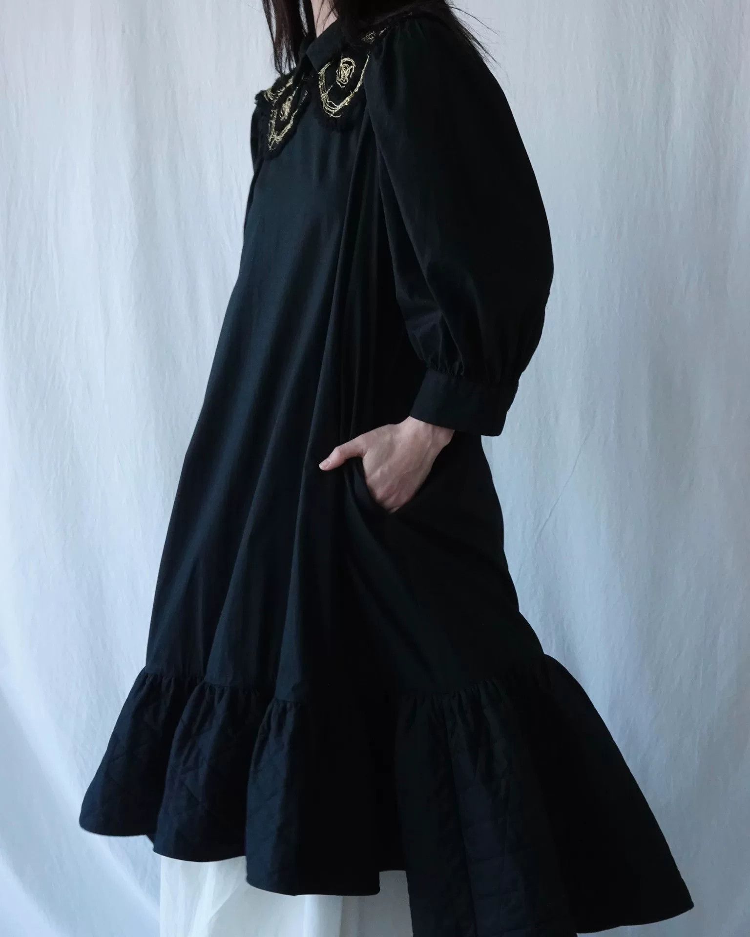 RIPVANWINKLE Quilted Black Puff Hem Dress Size M / US 6-8 / IT 42-44 - 4 Thumbnail