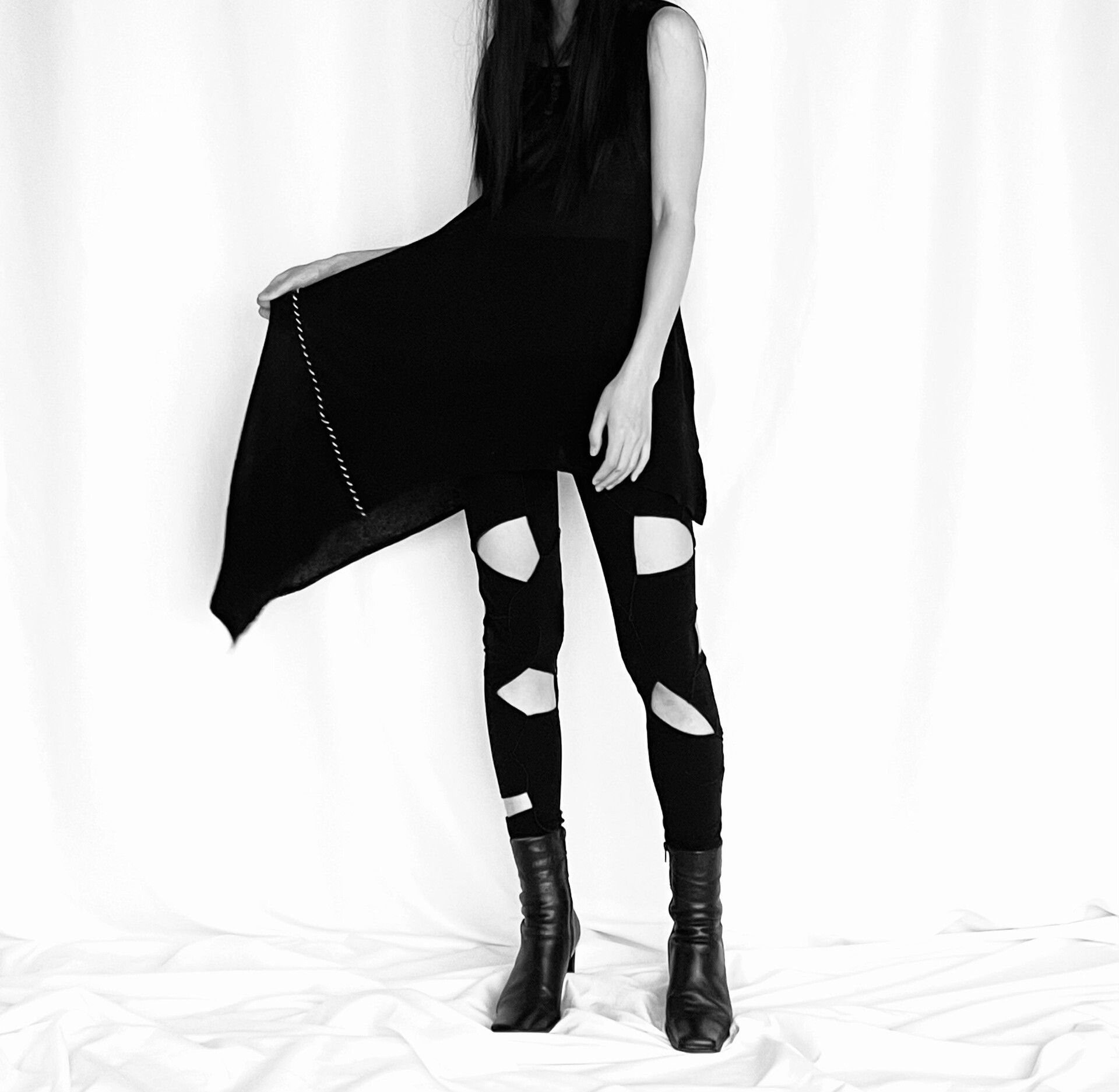 Yohji Yamamoto Yohji Yamamoto Black Cutout Leggings Size 23" - 5 Thumbnail
