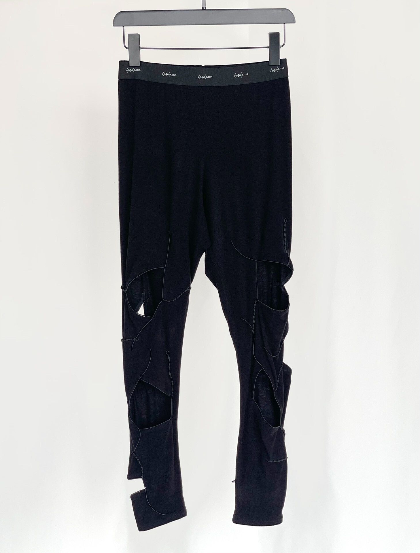 Yohji Yamamoto Yohji Yamamoto Black Cutout Leggings Size 23" - 2 Thumbnail