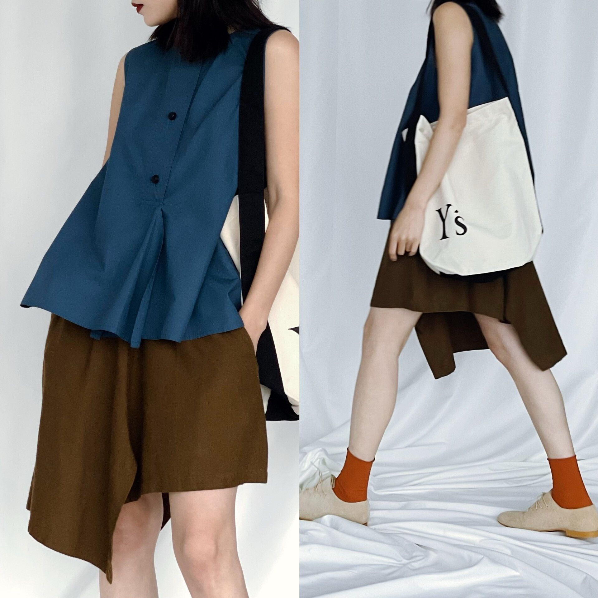 Yohji Yamamoto Asymmetric Layered Shorts Skirt Size 24" / US 00 / IT 34 - 2 Thumbnail
