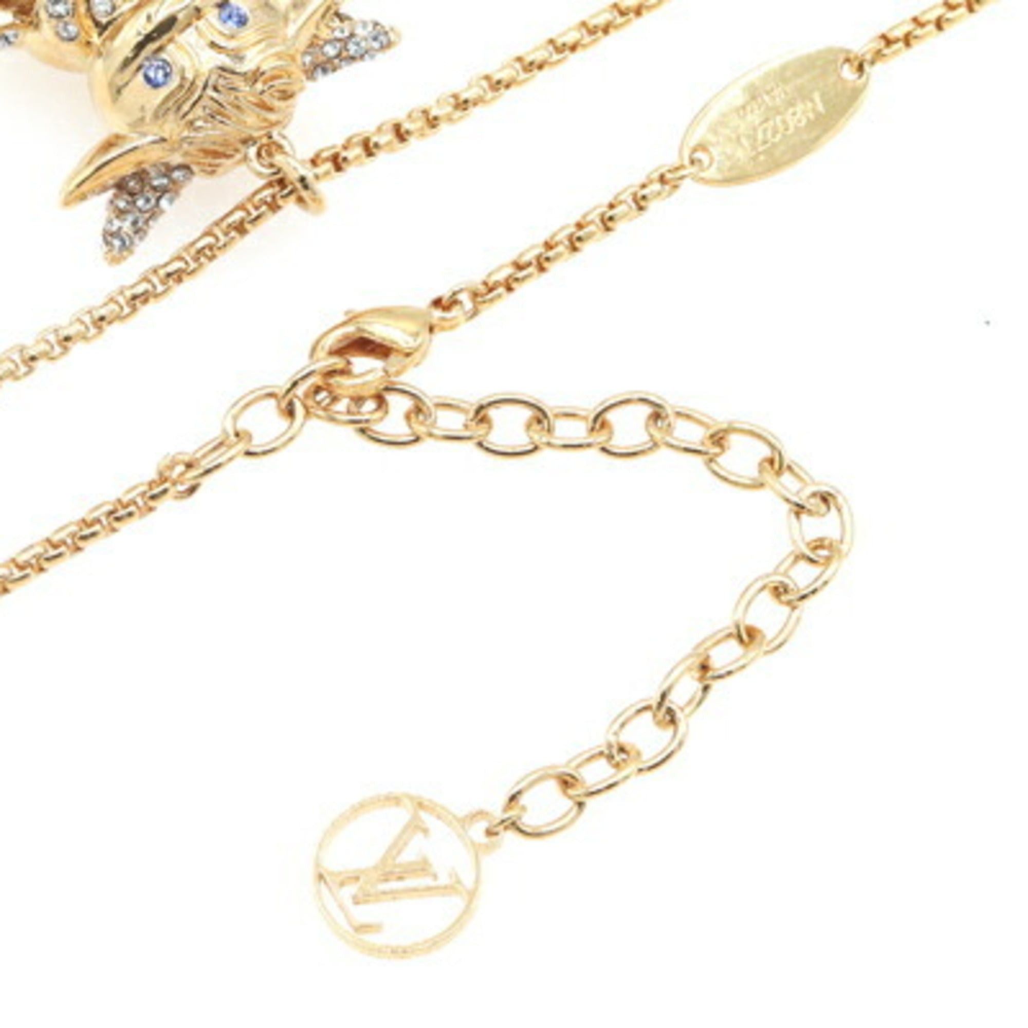 Louis Vuitton Louis Vuitton Necklace M80271 Gold Metal Rhinestone Pendant Long Chain Women's LOUIS VUITTON Size ONE SIZE - 3 Thumbnail
