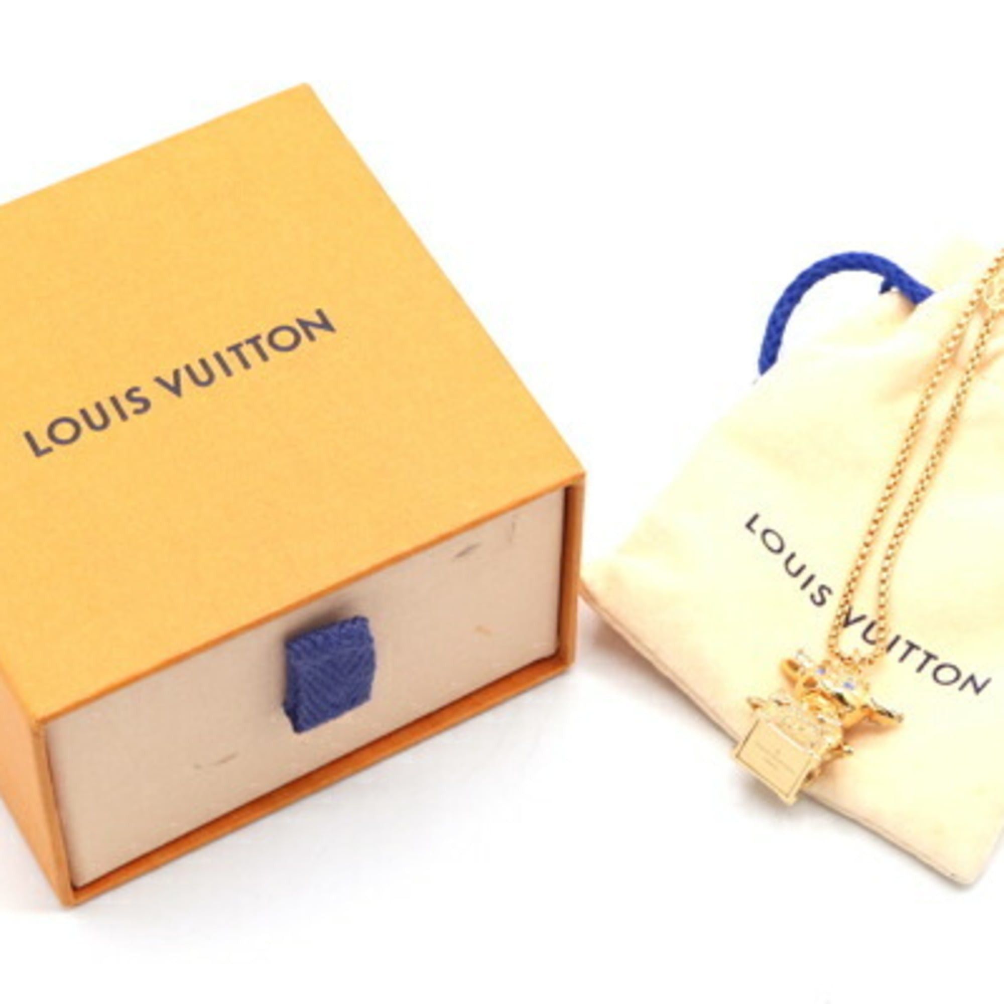 Louis Vuitton Louis Vuitton Necklace M80271 Gold Metal Rhinestone Pendant Long Chain Women's LOUIS VUITTON Size ONE SIZE - 6 Thumbnail