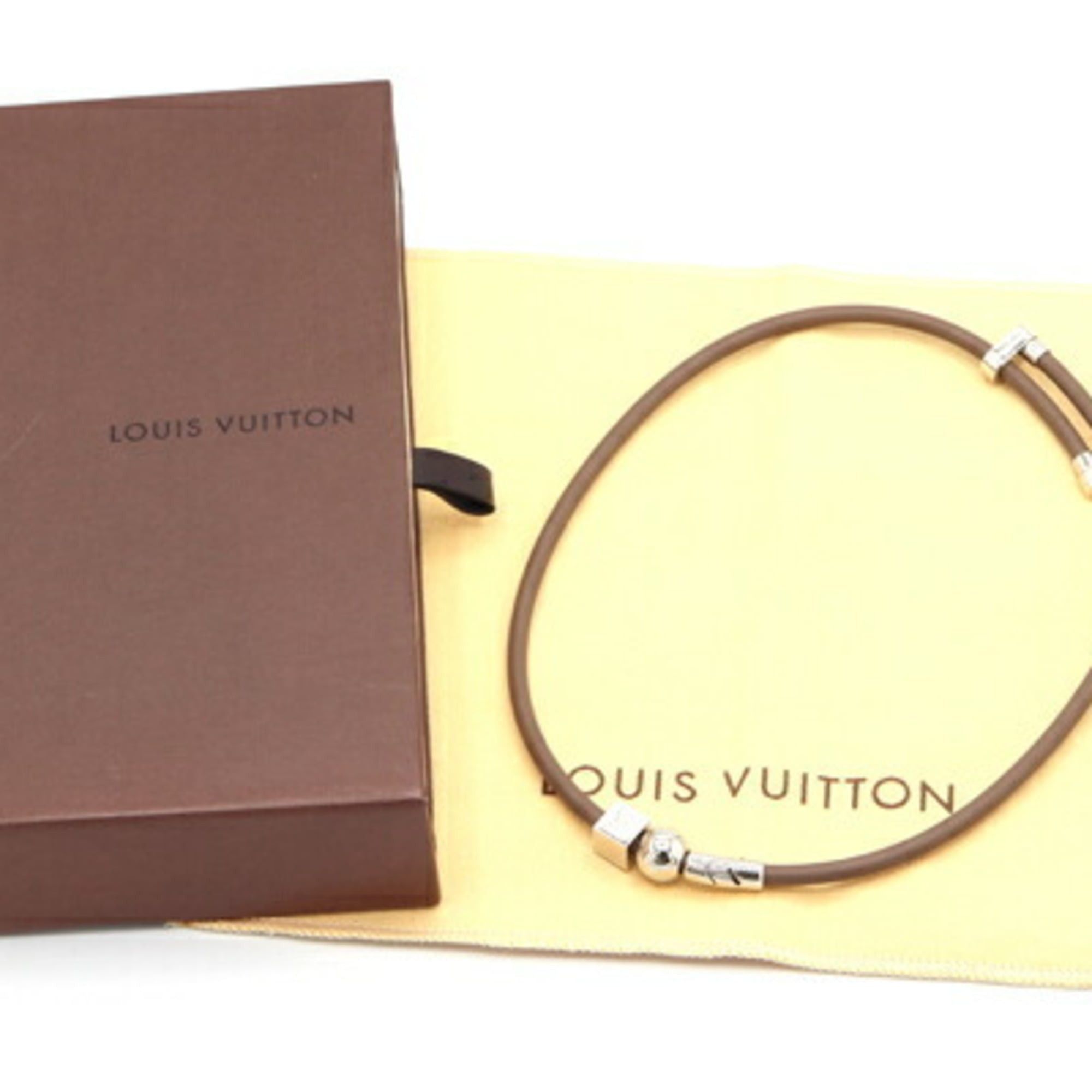 Louis Vuitton Louis Vuitton Choker LV Cordage MP1682 Greige Silver Leather and Metal Necklace for Women Size ONE SIZE - 6 Thumbnail