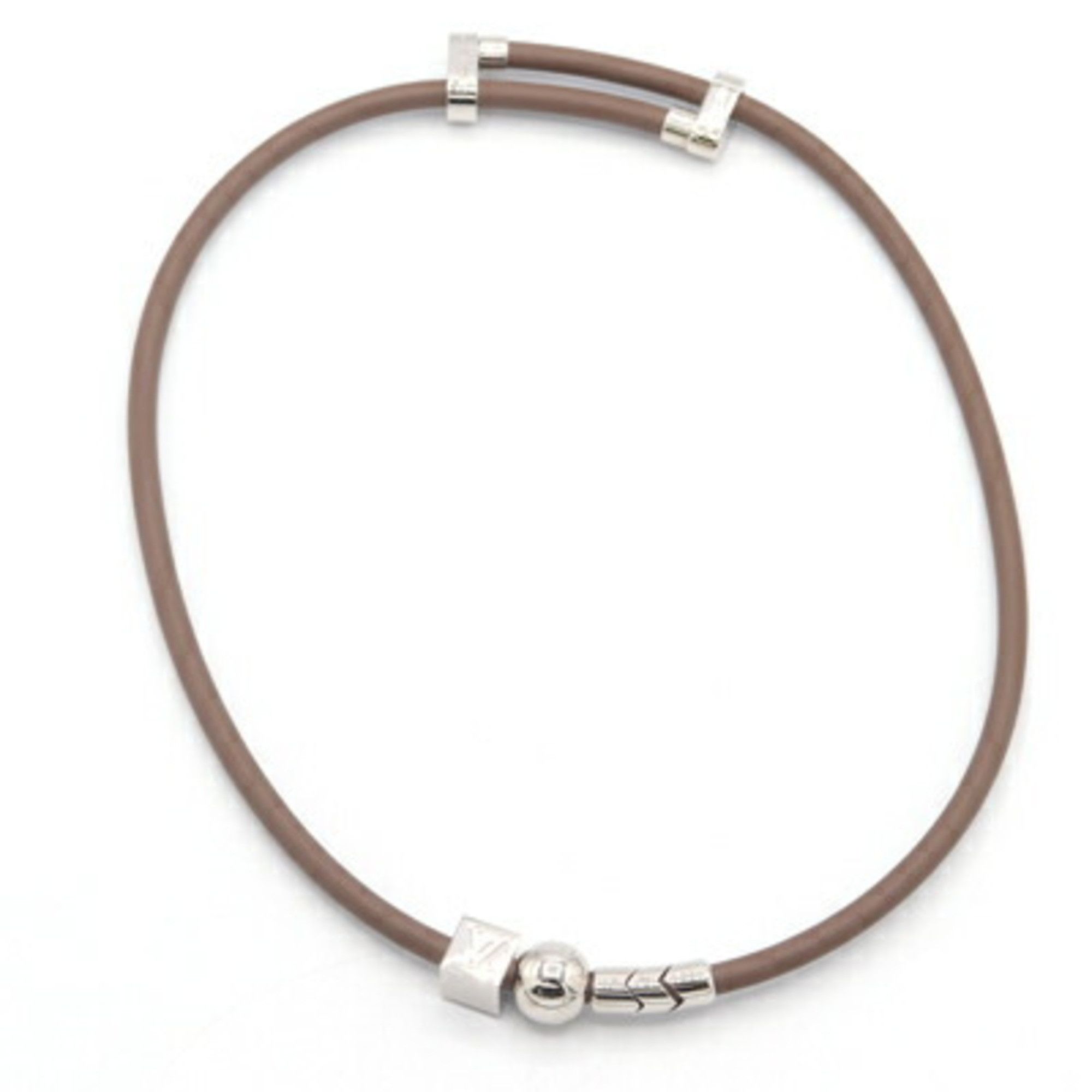 Louis Vuitton Louis Vuitton Choker LV Cordage MP1682 Greige Silver Leather and Metal Necklace for Women Size ONE SIZE - 2 Thumbnail