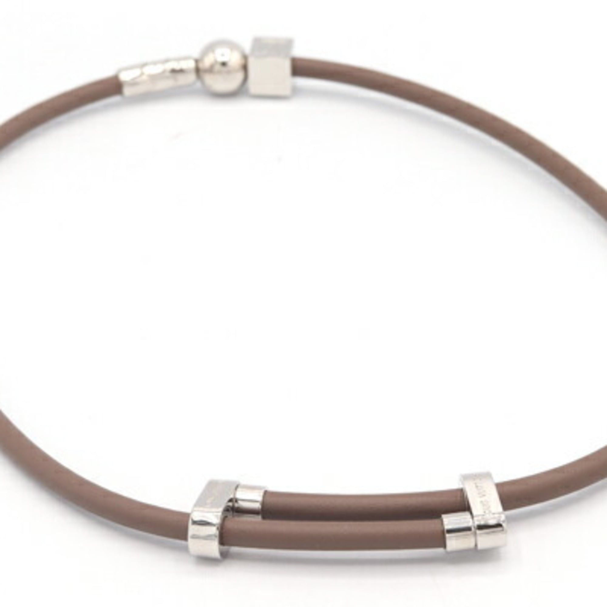 Louis Vuitton Louis Vuitton Choker LV Cordage MP1682 Greige Silver Leather and Metal Necklace for Women Size ONE SIZE - 3 Thumbnail