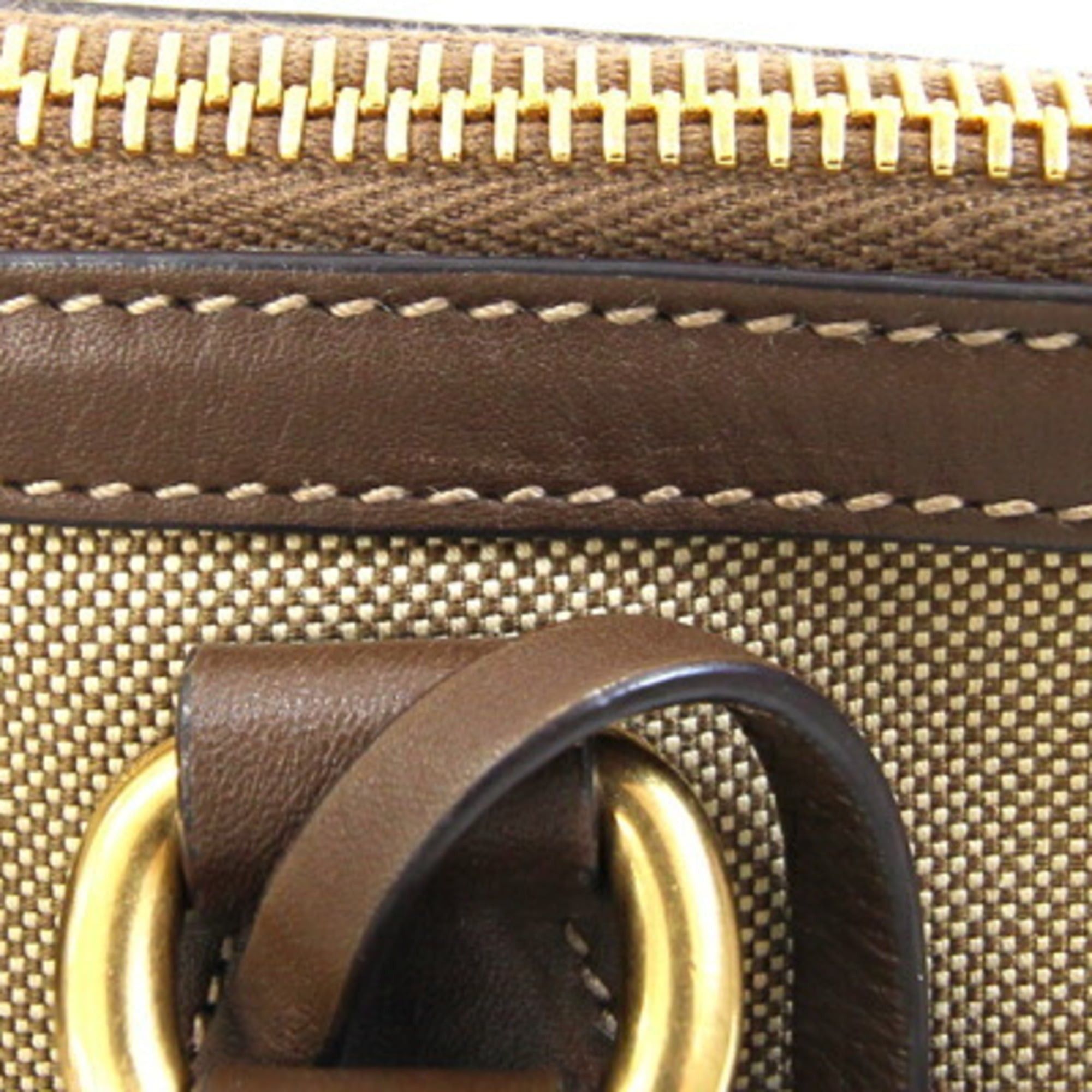 Prada Prada Handbag 1BA111 Beige Brown Canvas Leather Shoulder Ribbon Women's PRADA Size ONE SIZE - 7 Thumbnail