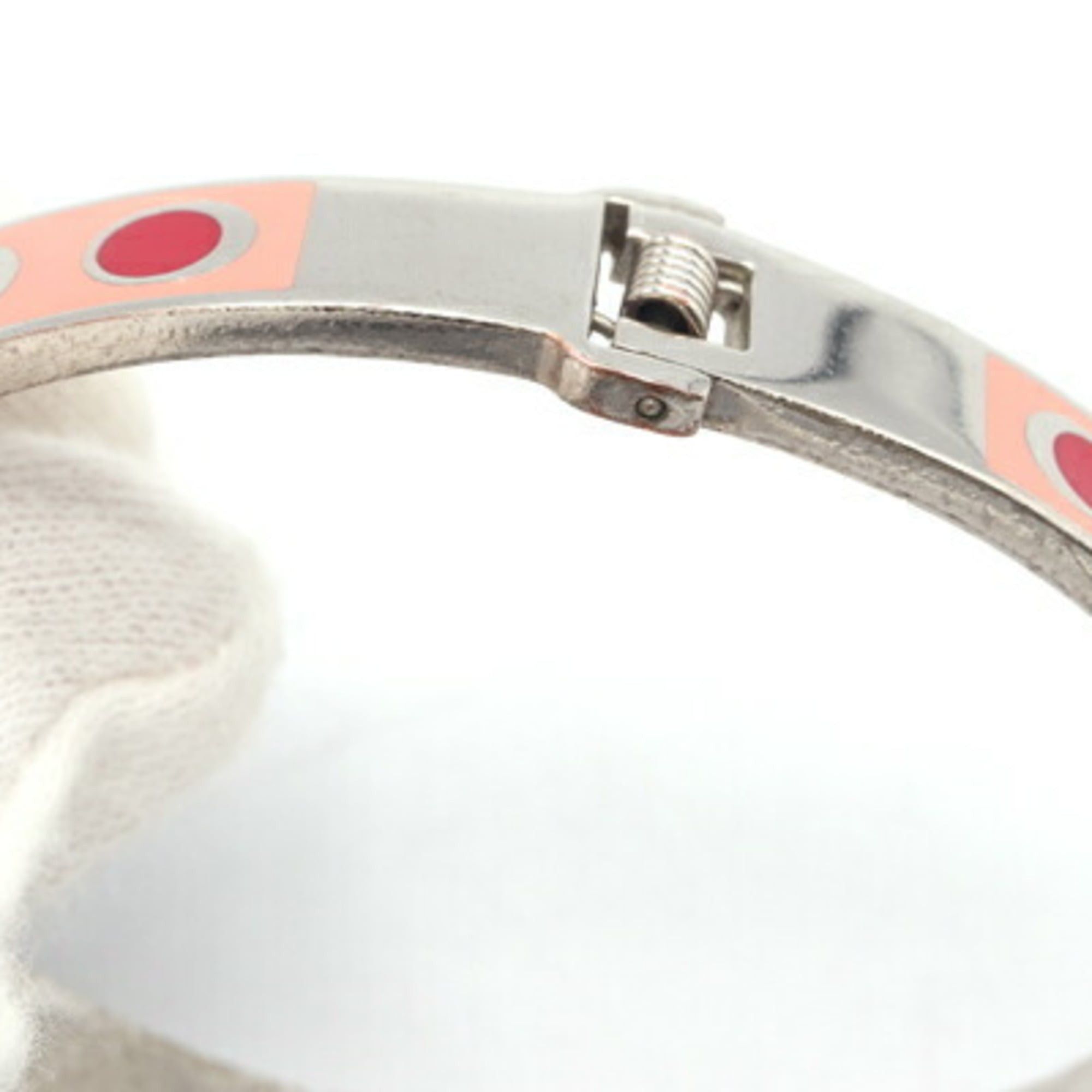 Fendi Bangle, Salmon Pink, Red, and Silver Metal, Medium Size, Women's, FENDI