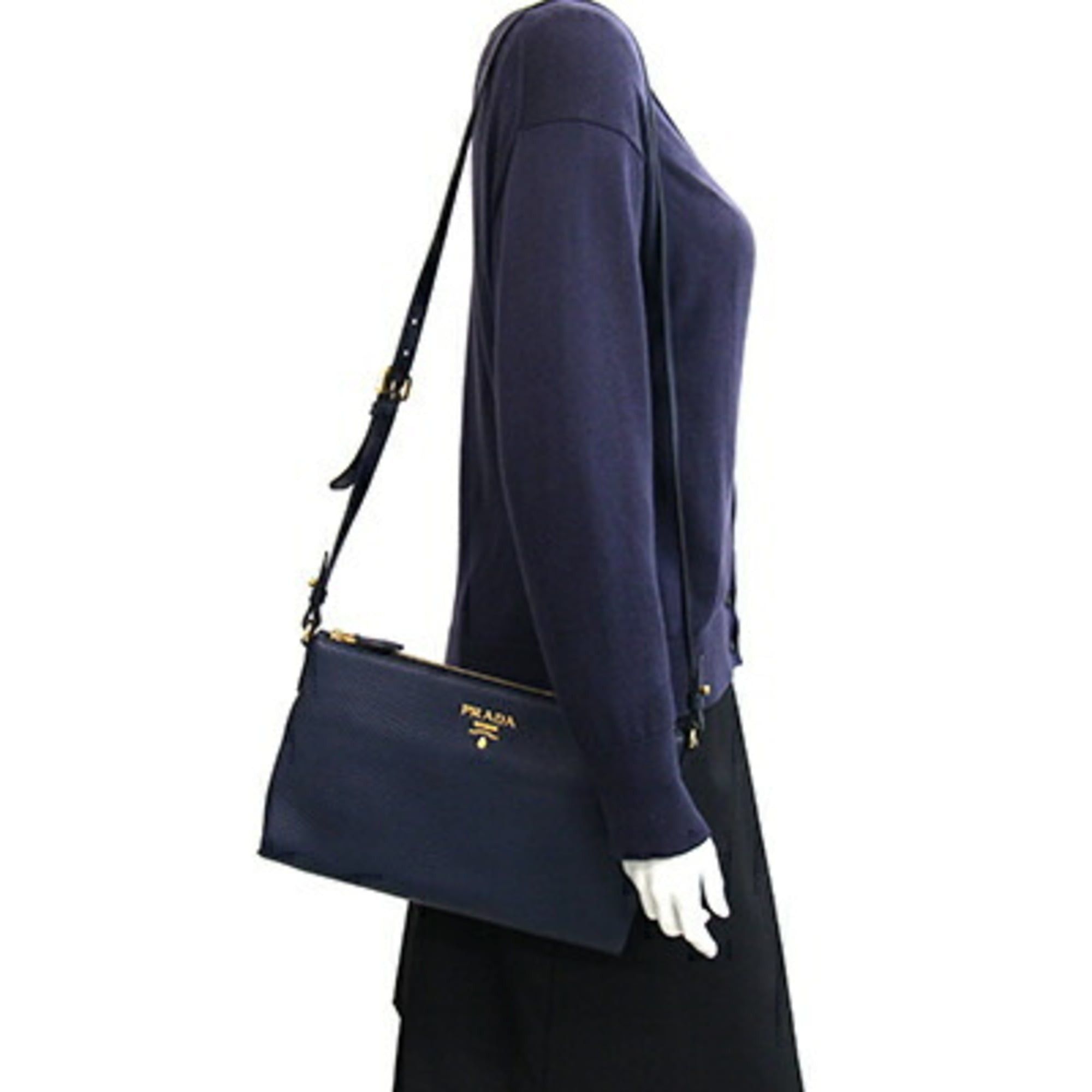 Prada Prada Shoulder Bag 1BH050 Navy Leather Crossbody for Women Size ONE SIZE - 8 Thumbnail