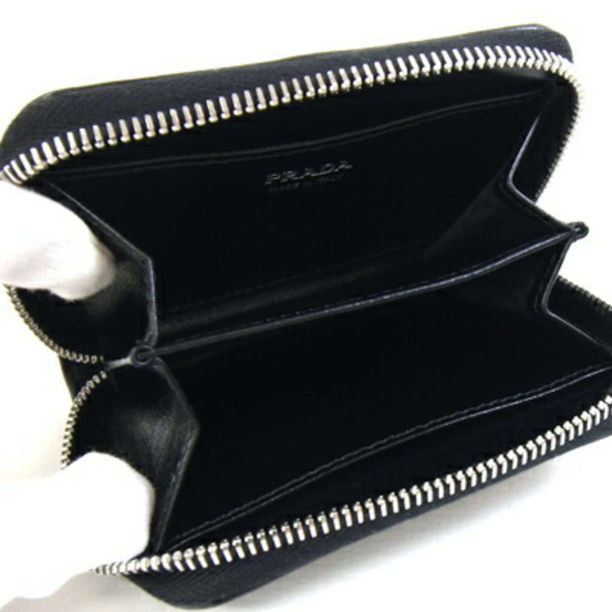 Prada Prada Coin Case 2MM003 Black Leather Purse Mini Wallet Compact for Men and Women Size ONE SIZE - 3 Thumbnail
