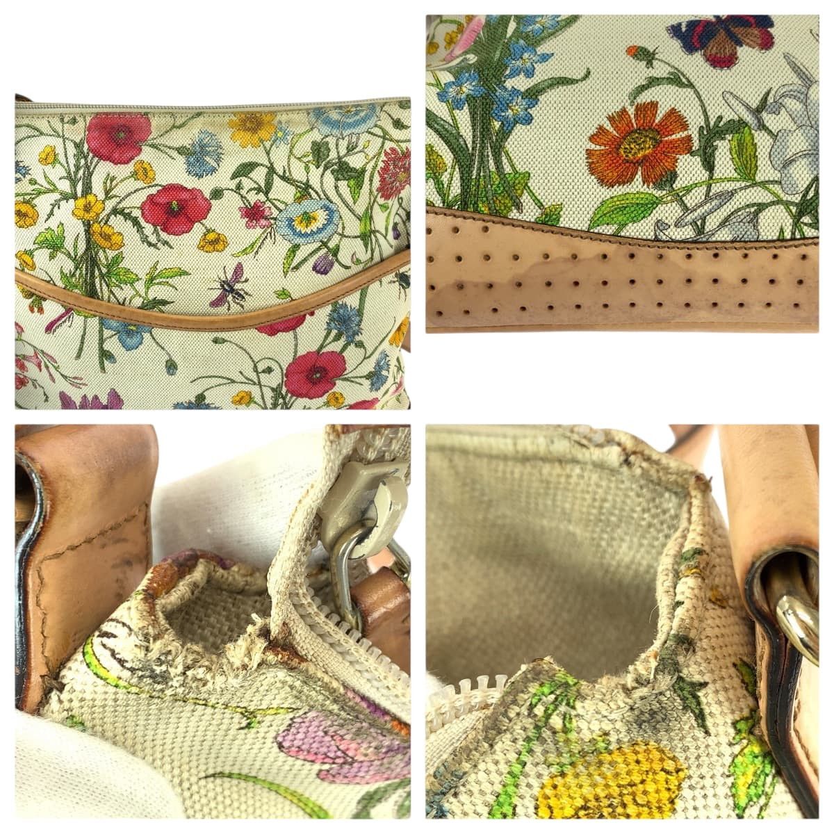 Gucci Gucci Gucci Flora Canvas/Leather Shoulder Bag Textile Shoulder Bag 145857 DUTY FREE for USA Size ONE SIZE - 10 Thumbnail