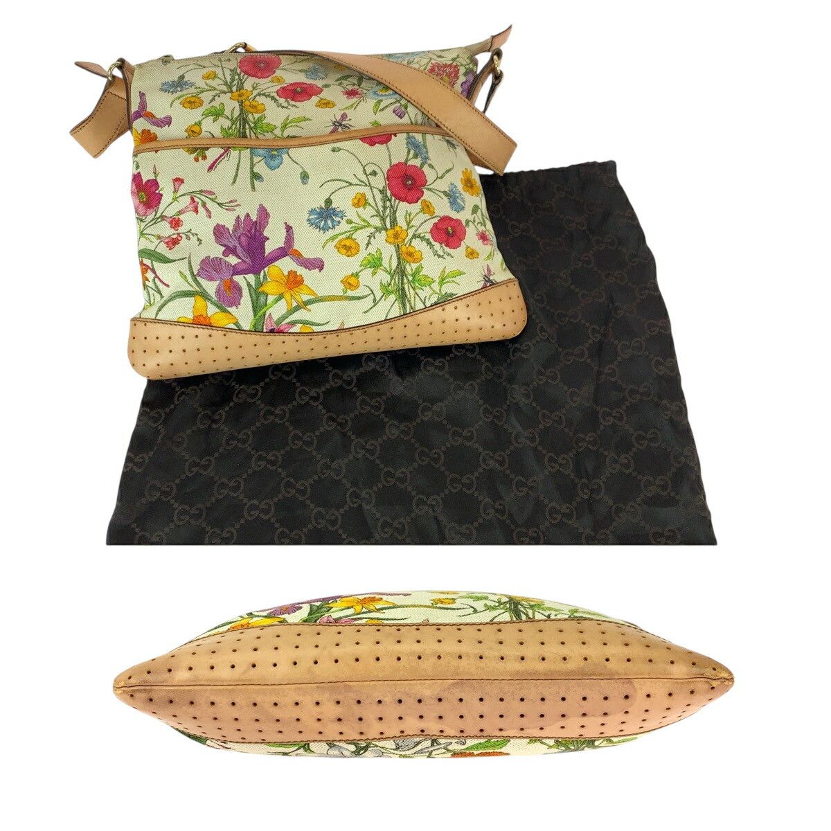 Gucci Gucci Gucci Flora Canvas/Leather Shoulder Bag Textile Shoulder Bag 145857 DUTY FREE for USA Size ONE SIZE - 9 Thumbnail